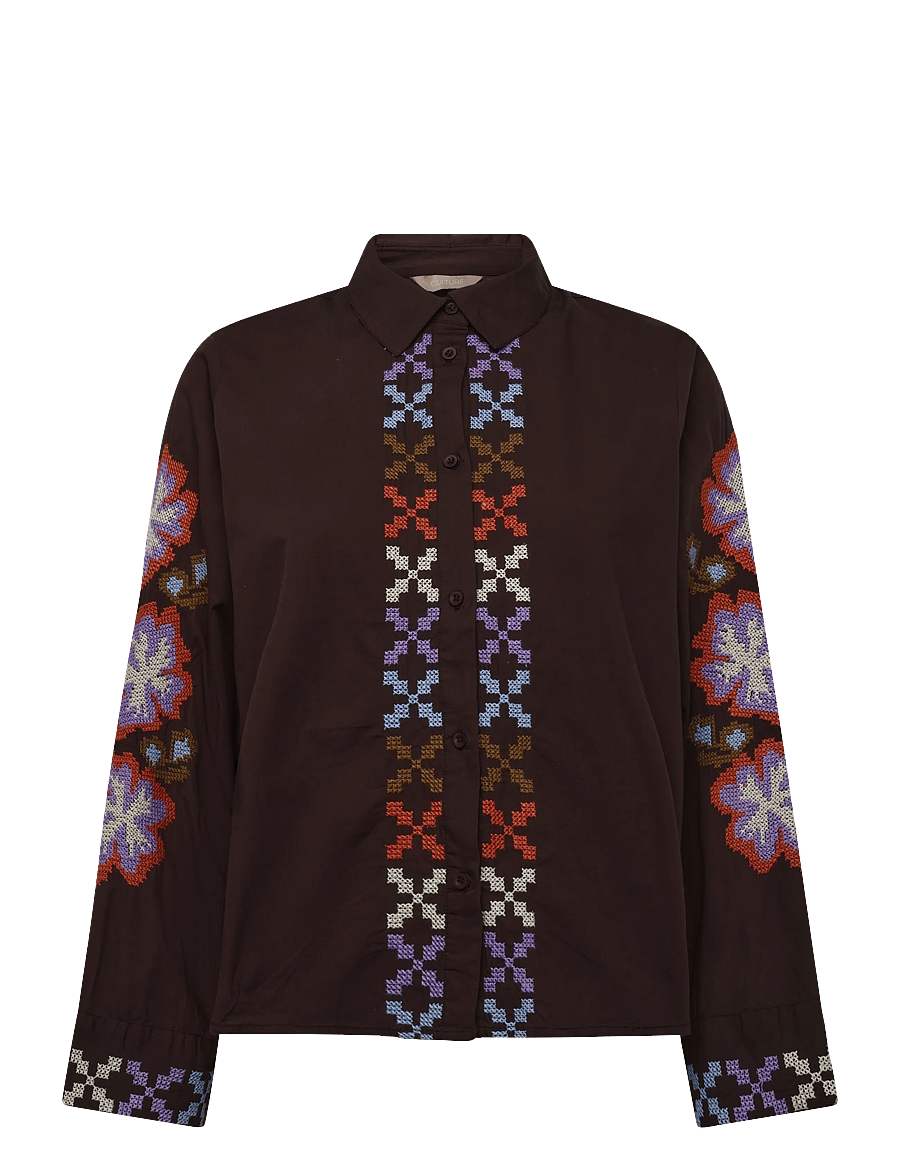 Culture - CUbreezy Shirt - langärmlige hemden - coffee bean/violet - 0