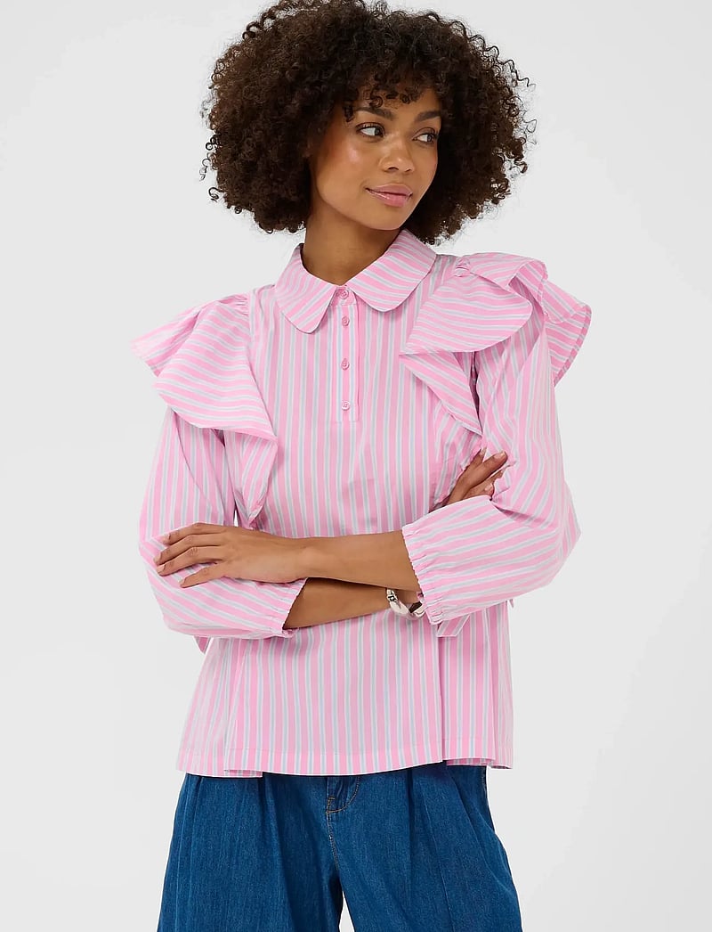 Culture - CUart Blouse - langærmede bluser - pink stripe - 0
