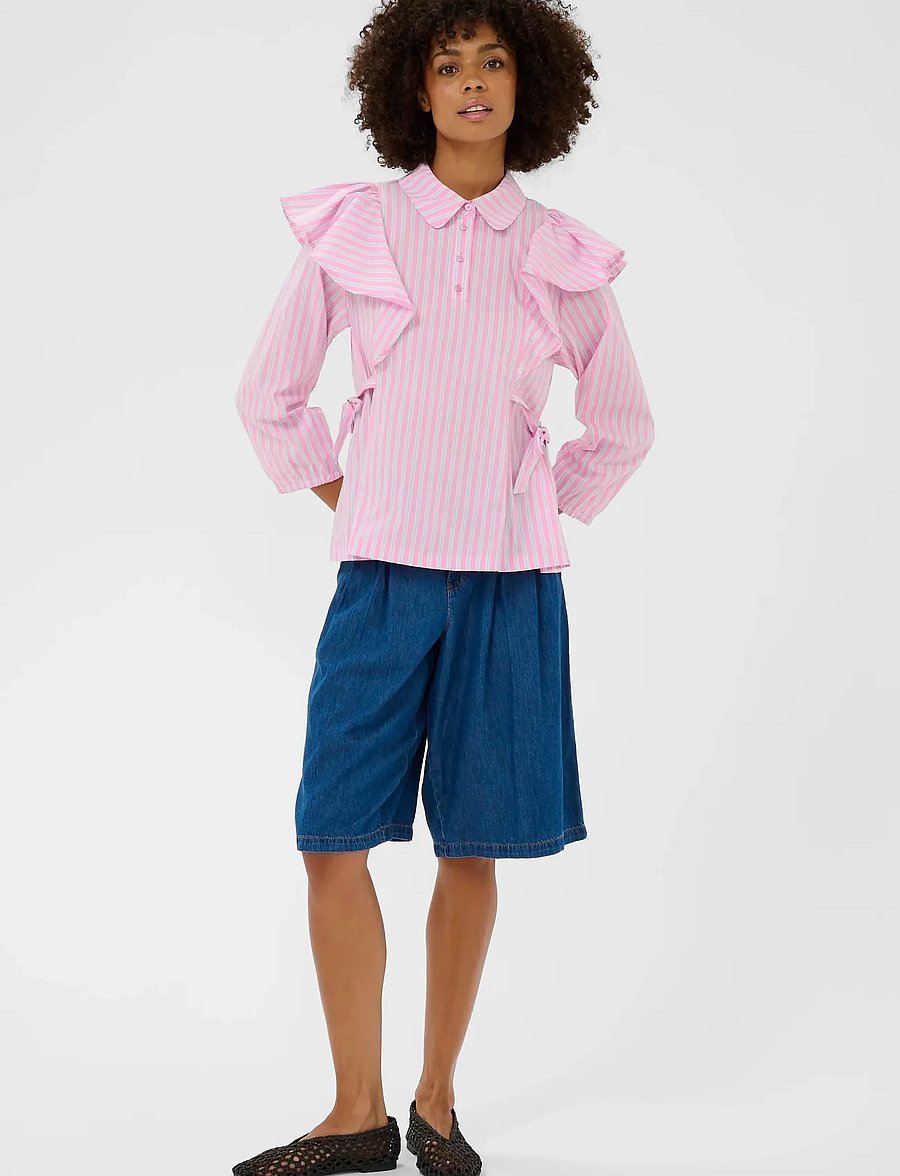 Culture - CUart Blouse - langærmede bluser - pink stripe - 3