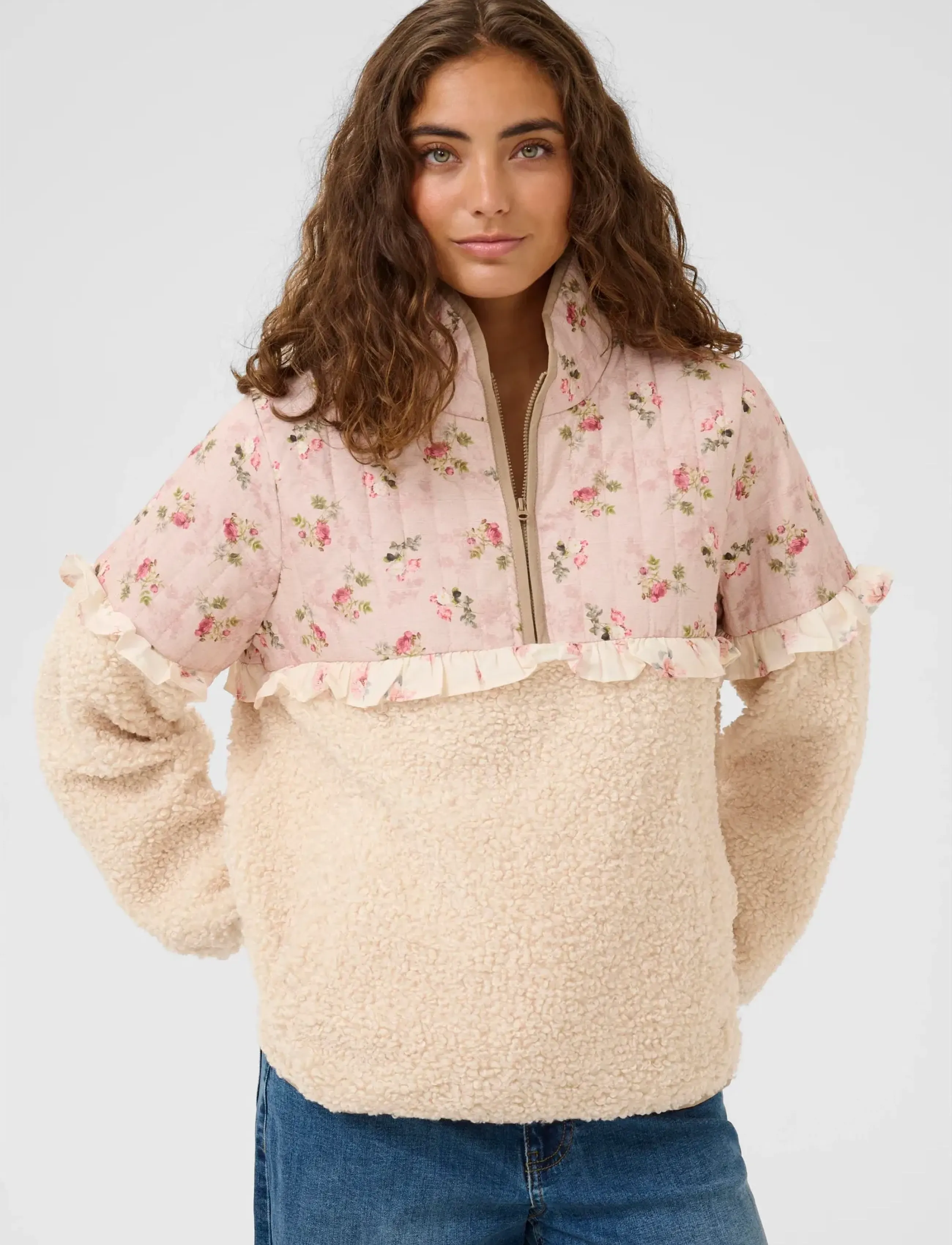 Culture CUaiko Catina Teddy Jacket - Jacken & Mäntel - WHITECAP / beige