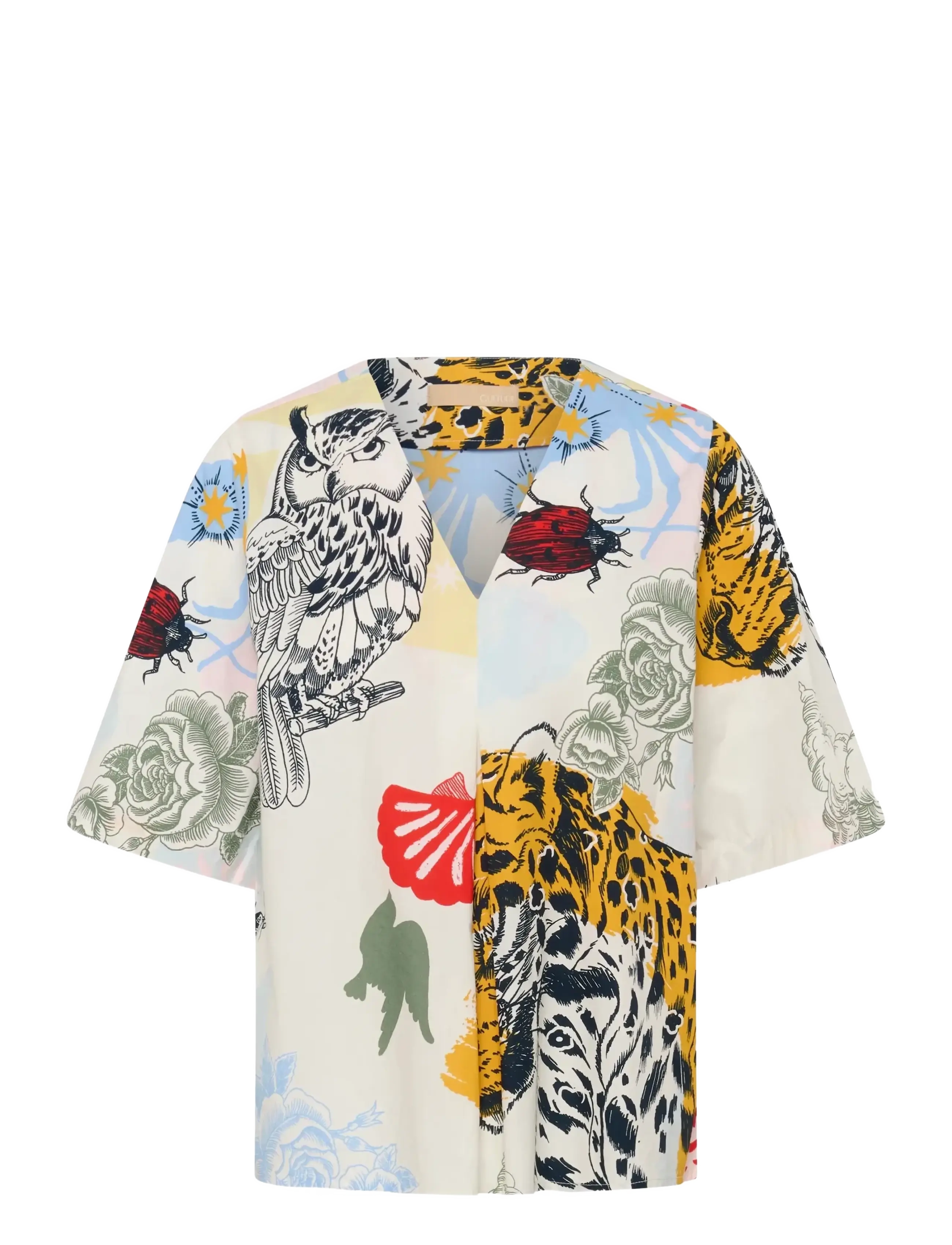 Culture CUashmo Olena SS Blouse - Kläder - BLUE/RED ANIMAL / multi