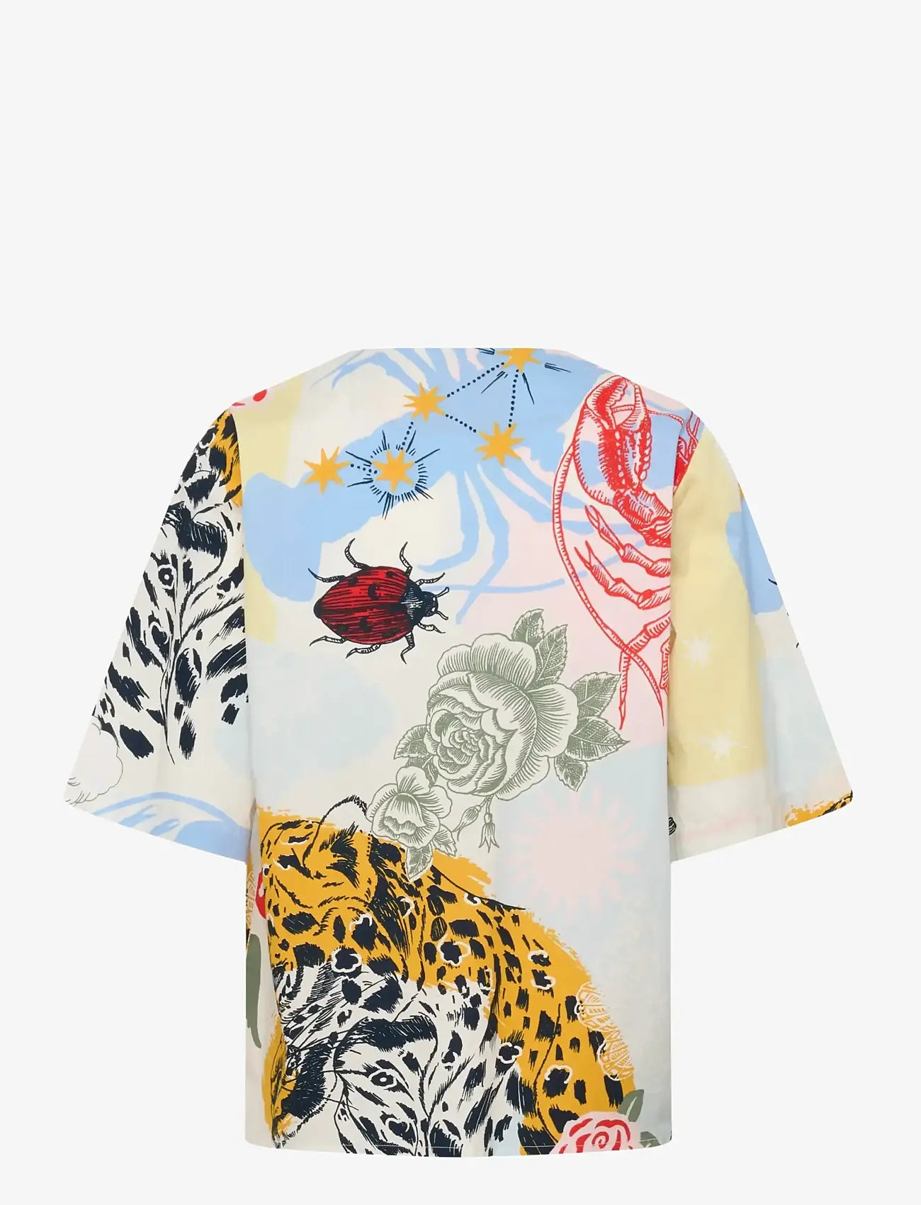 Culture - CUashmo Olena SS Blouse - kortærmede bluser - blue/red animal - 2