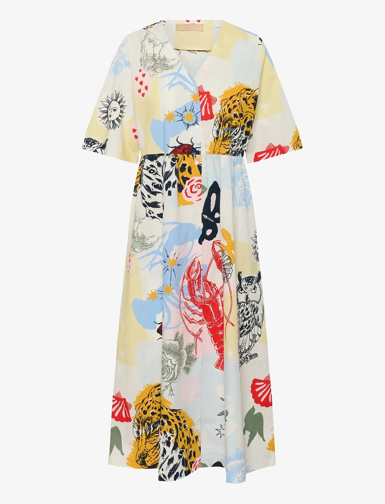 Culture - CUashmo Olena Long Dress - sommerkjoler - blue/red animal - 1