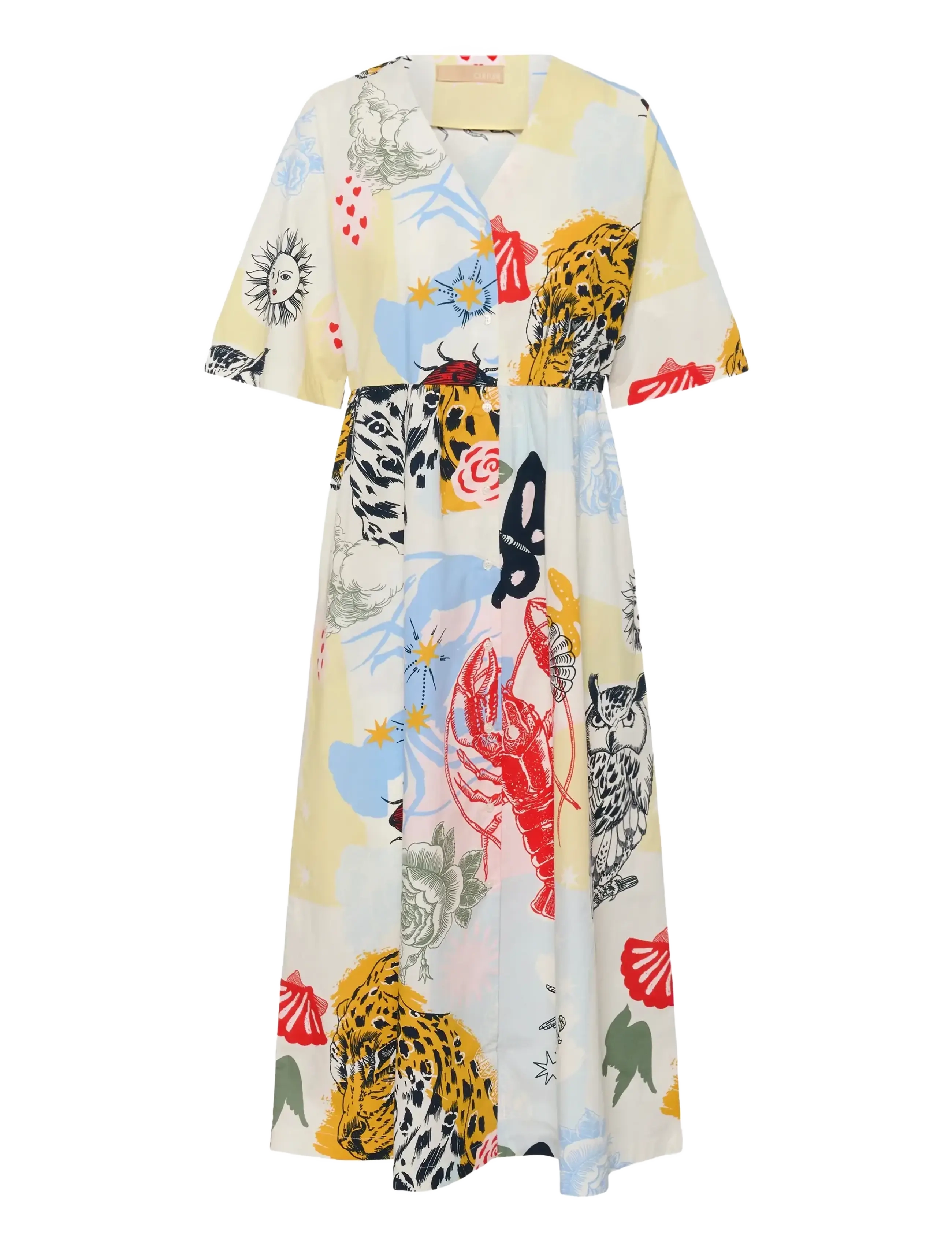 Culture CUashmo Olena Long Dress - Kleidid - BLUE/RED ANIMAL / cream
