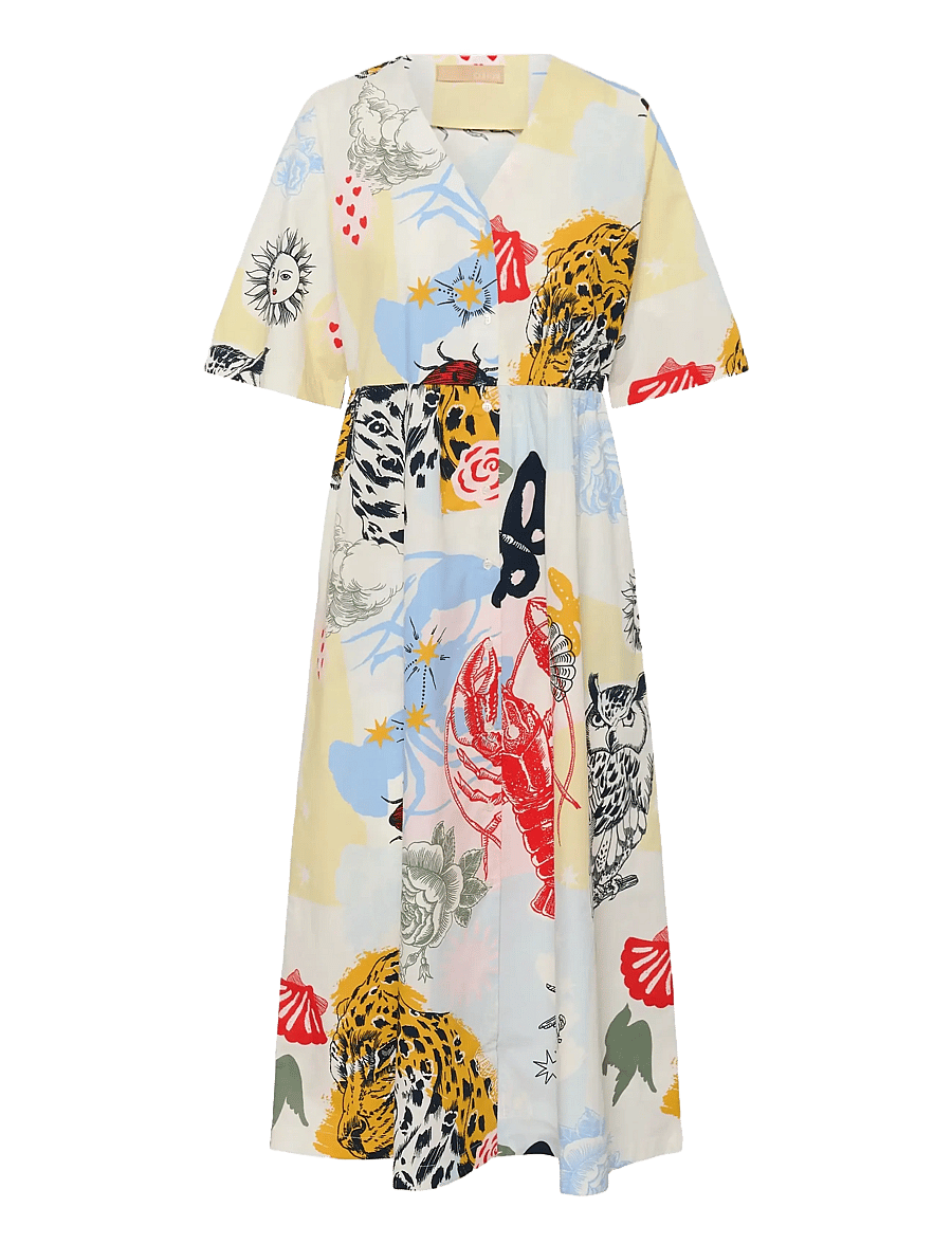 Culture - CUashmo Olena Long Dress - sommerkleider - blue/red animal - 1