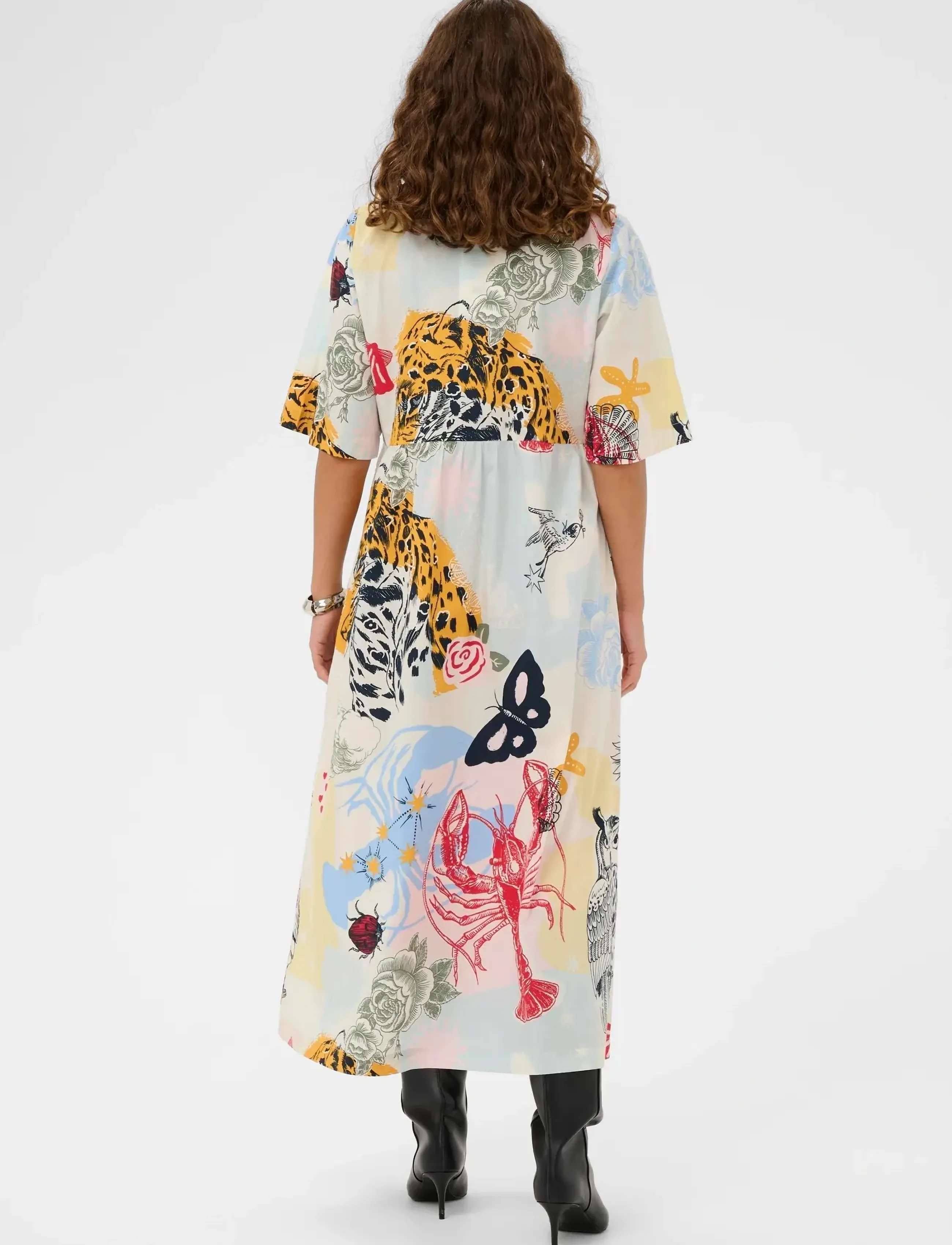 Culture - CUashmo Olena Long Dress - sommarklänningar - blue/red animal - 3