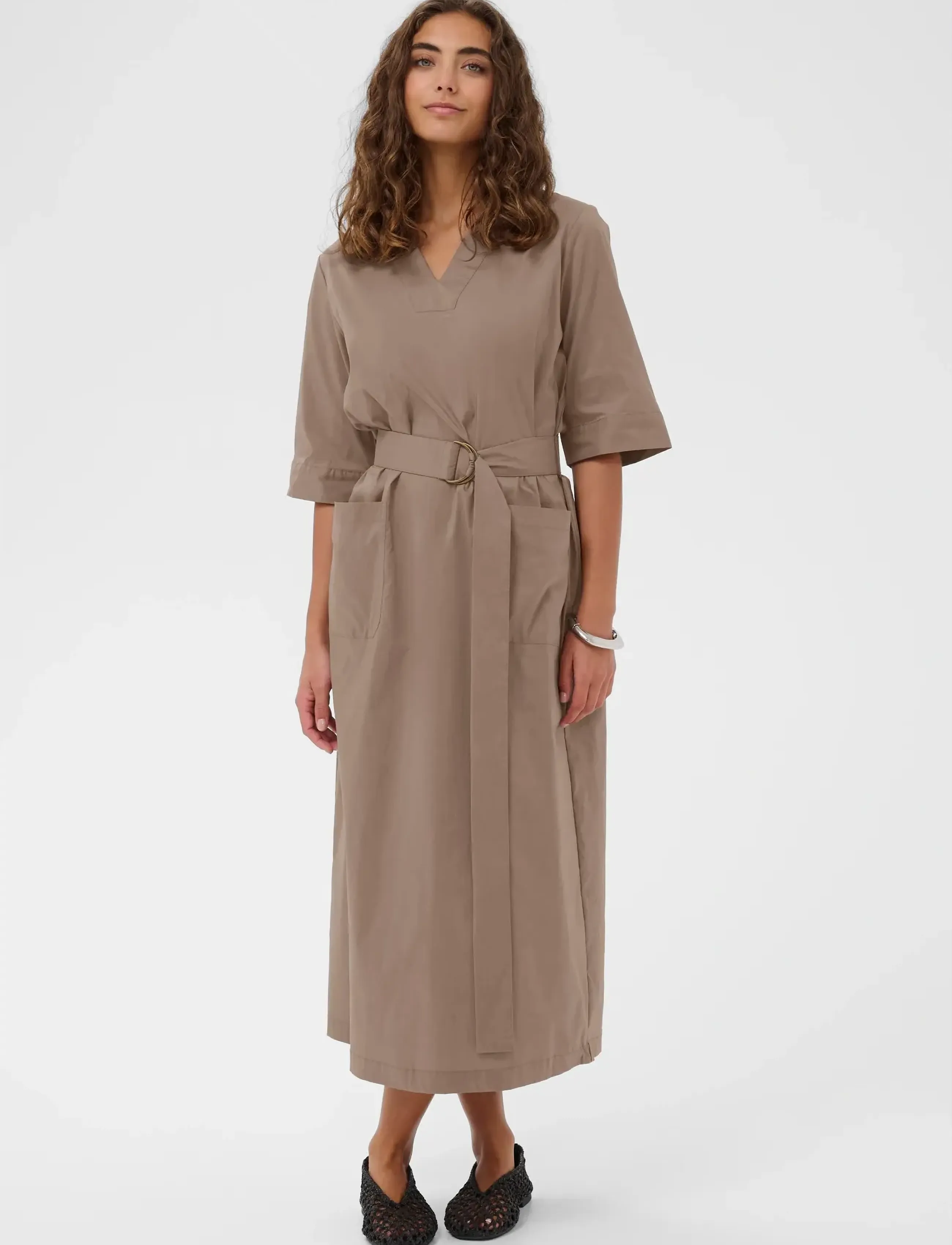 Culture Cuastrid Antoinett Dress, M, Brown, Kjoler > Knælange Og Midi, Dame