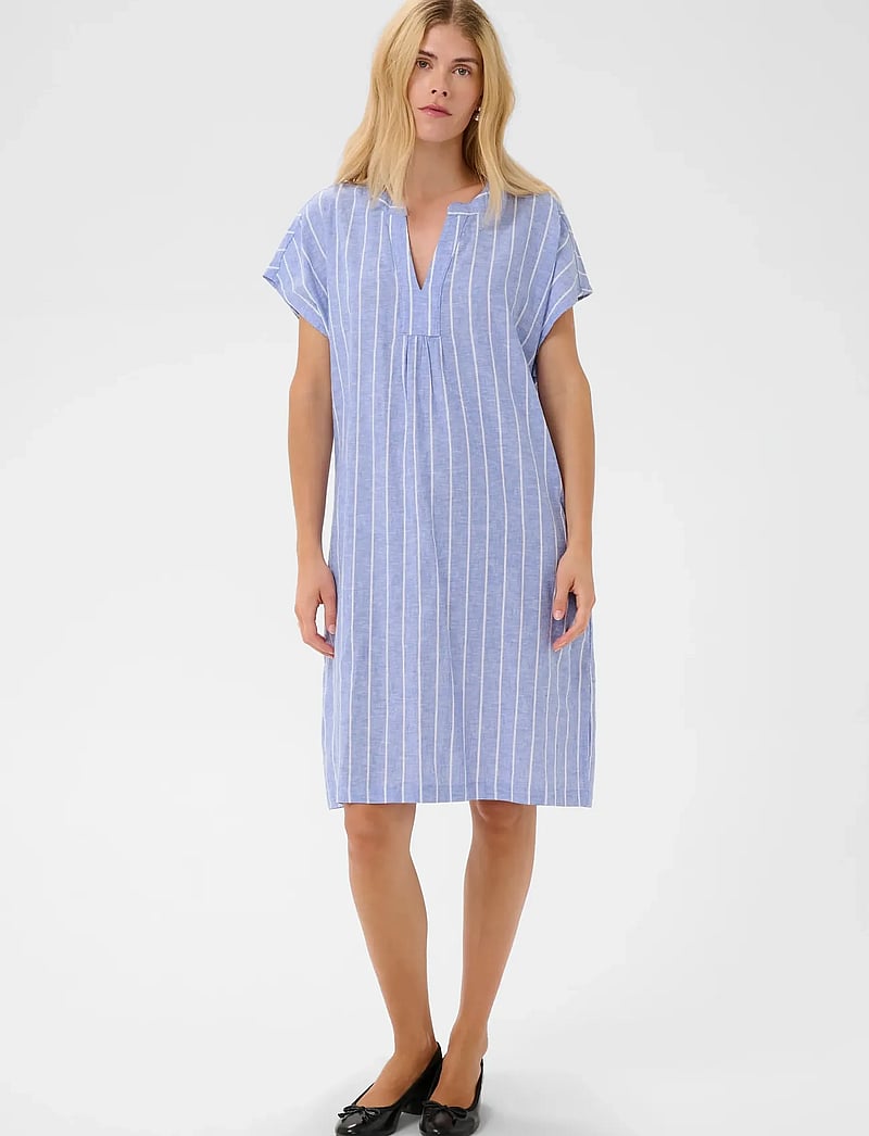 Culture - CUarletty Dress - sommerkjoler - powder blue/gardenia stripe - 0