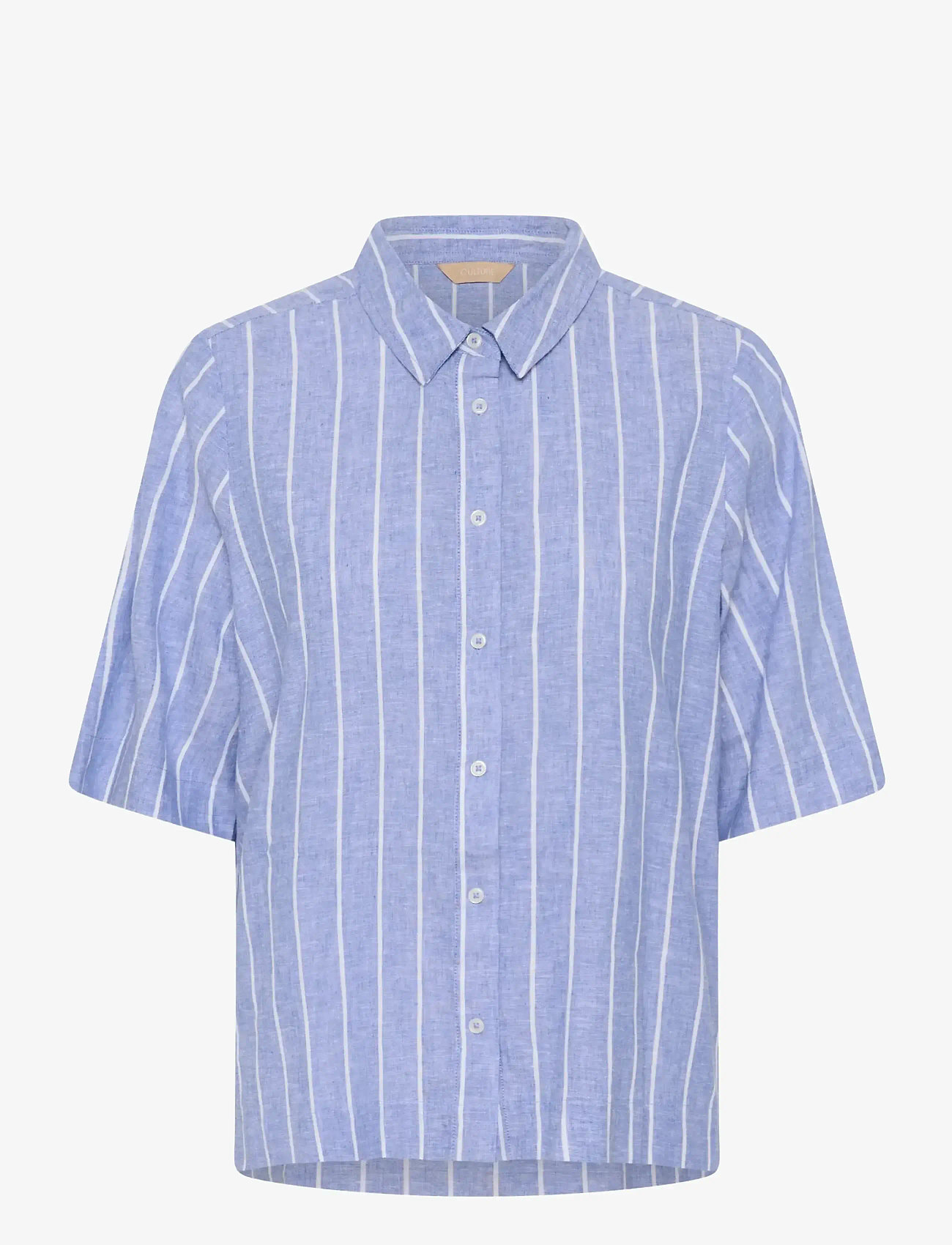 Culture - CUarletty Shirt - kortærmede skjorter - powder blue/gardenia stripe - 1