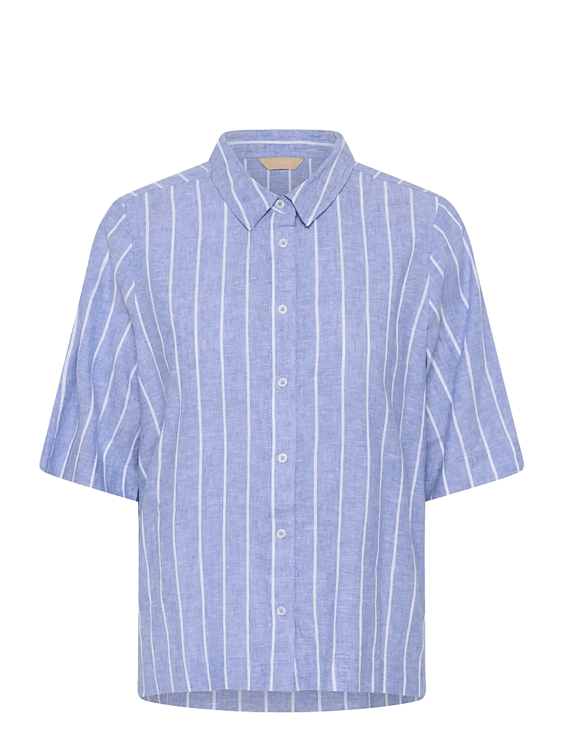 Culture - CUarletty Shirt - kortærmede skjorter - powder blue/gardenia stripe - 1