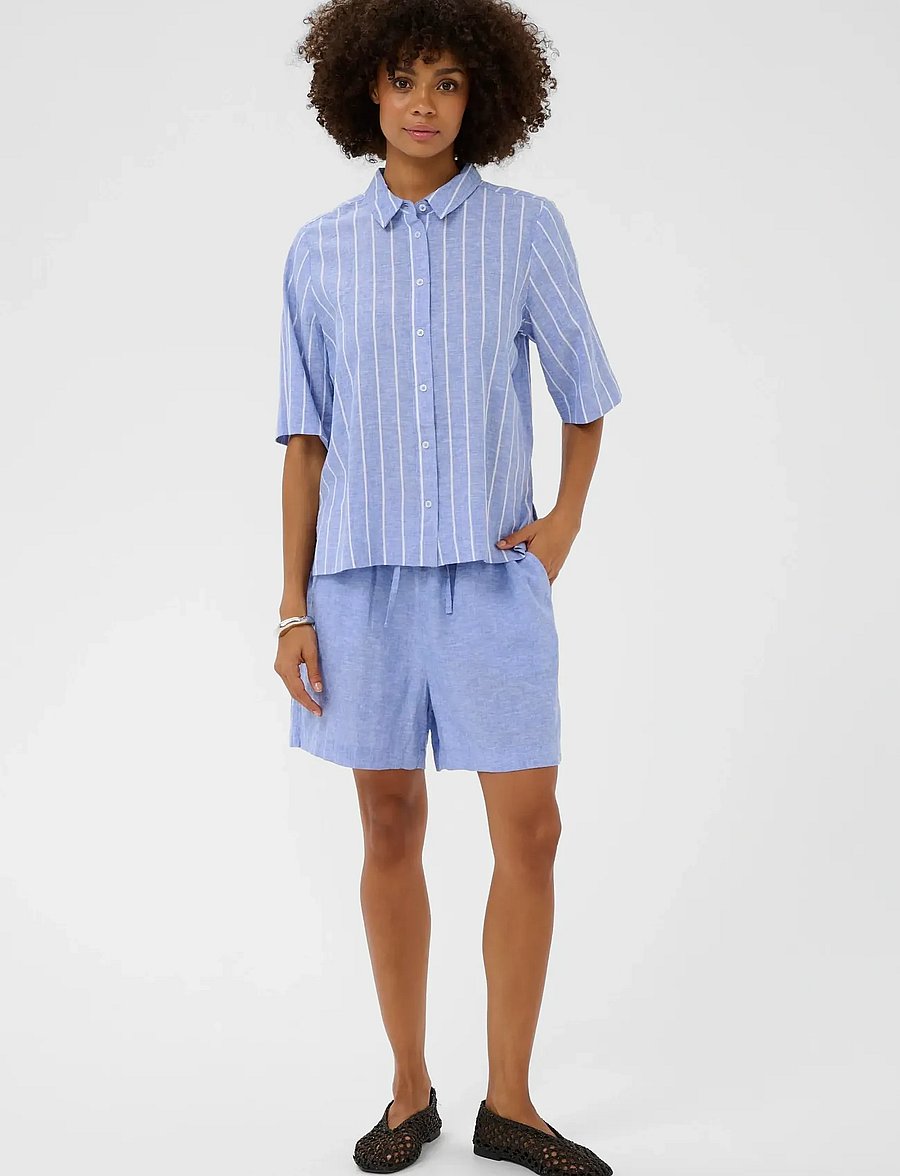 Culture - CUarletty Shirt - kurzärmlige hemden - powder blue/gardenia stripe - 3