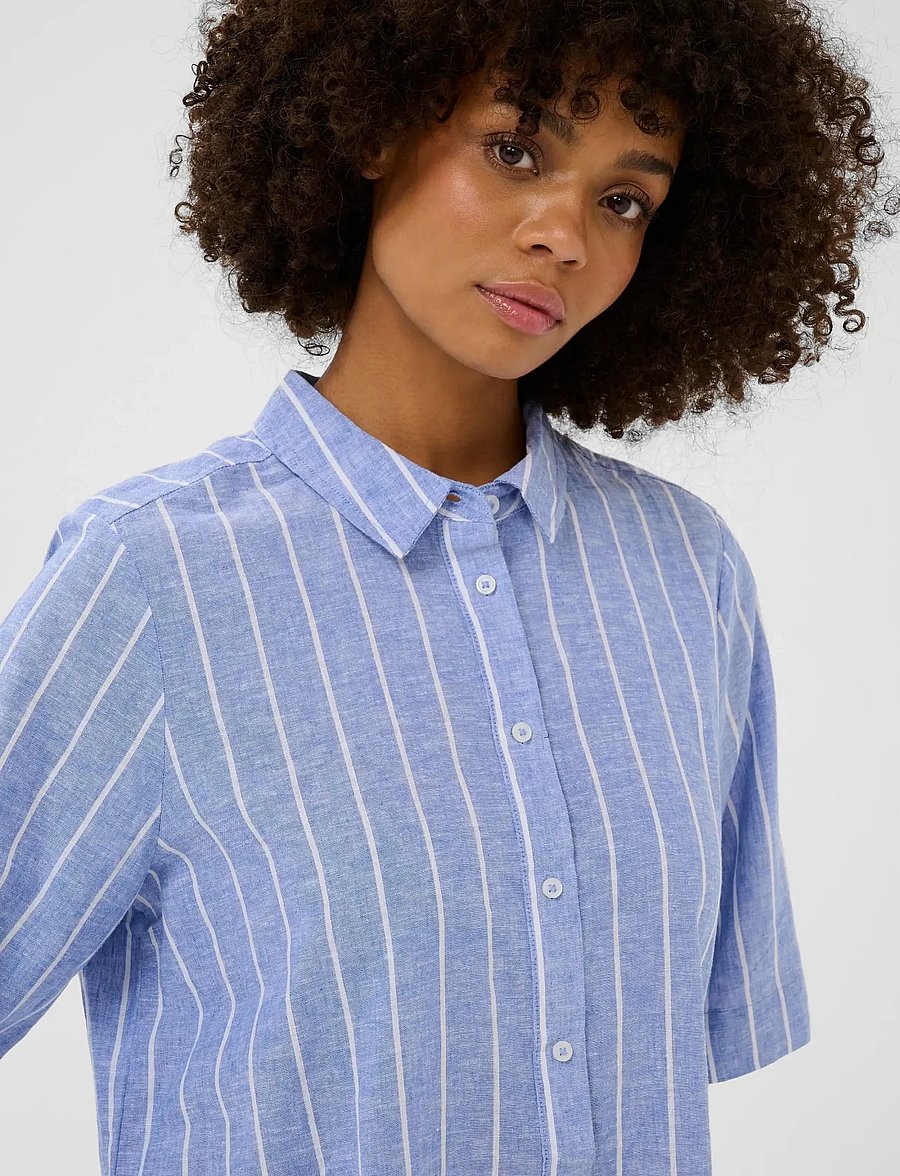 Culture - CUarletty Shirt - kurzärmlige hemden - powder blue/gardenia stripe - 5