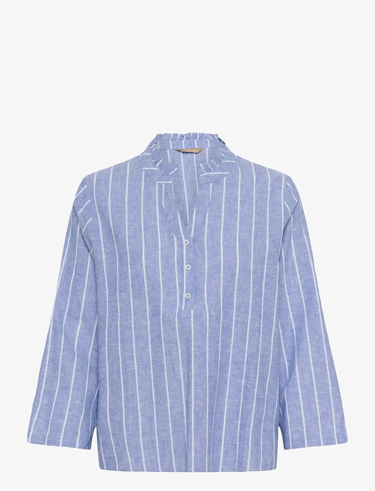 Culture - CUarletty Blouse - hørskjorter - powder blue/gardenia stripe - 1