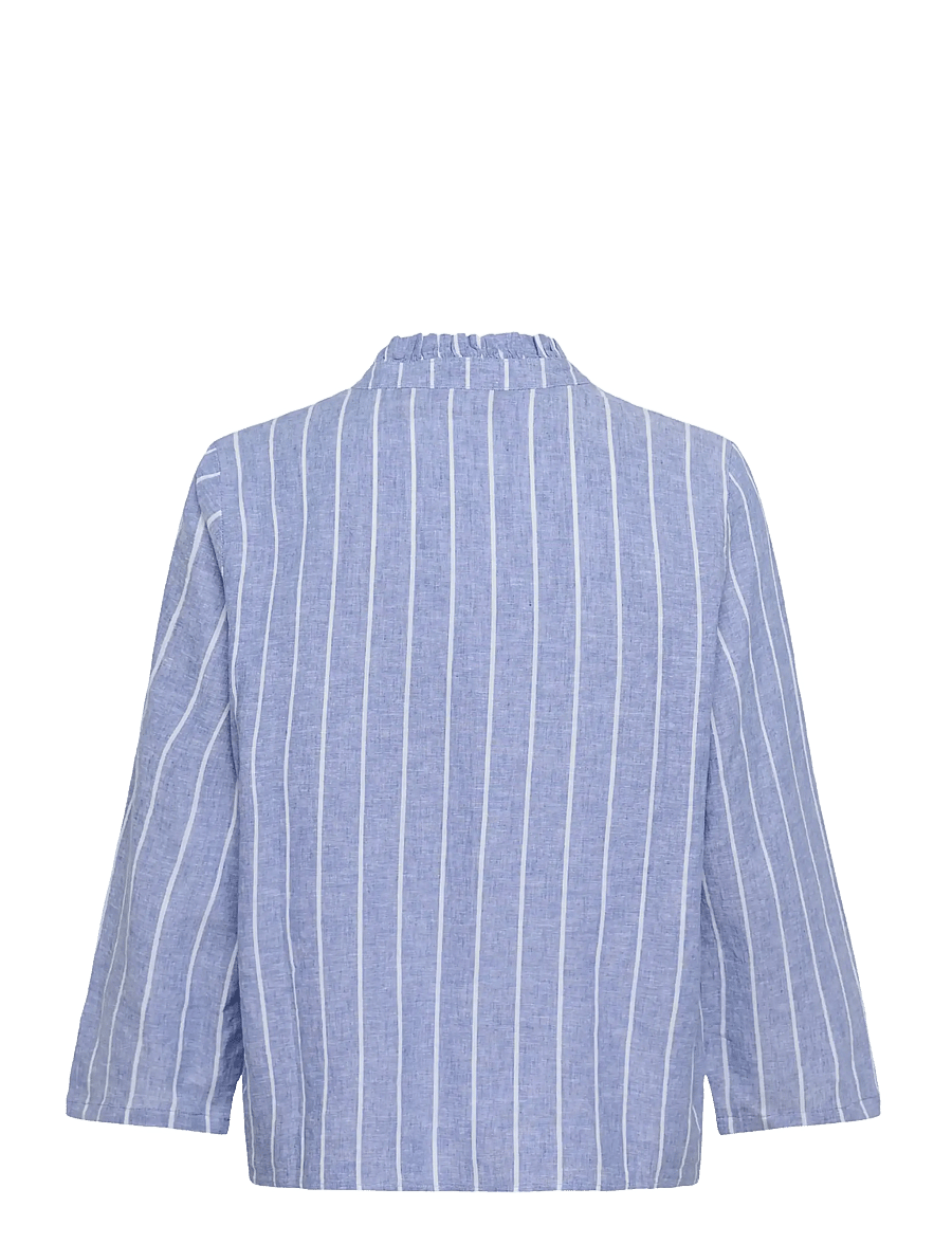 Culture - CUarletty Blouse - linneskjortor - powder blue/gardenia stripe - 2
