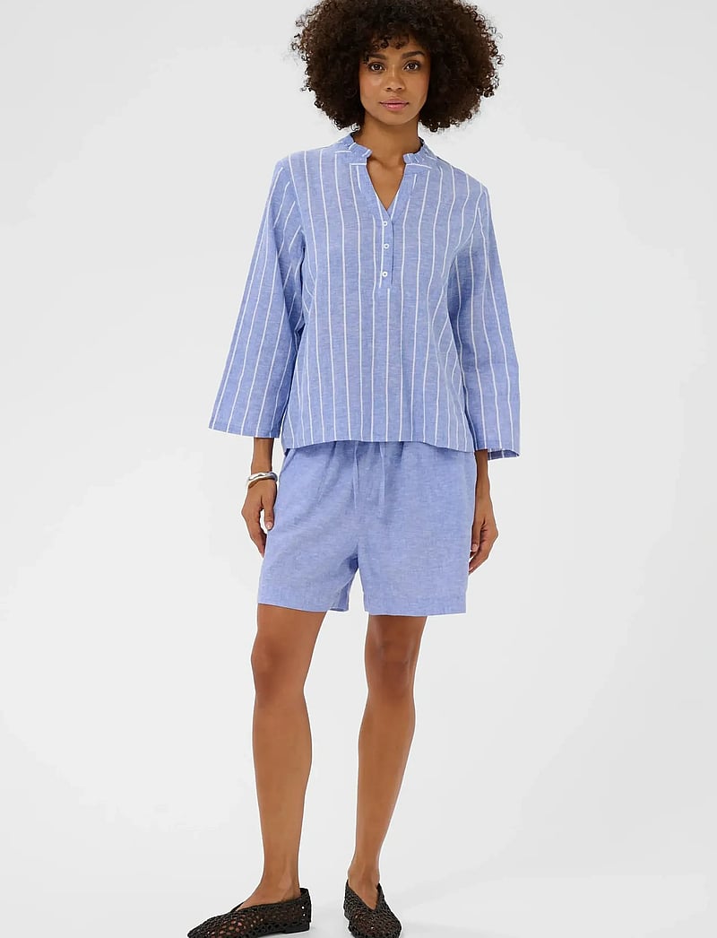 Culture - CUarletty Blouse - hørskjorter - powder blue/gardenia stripe - 3