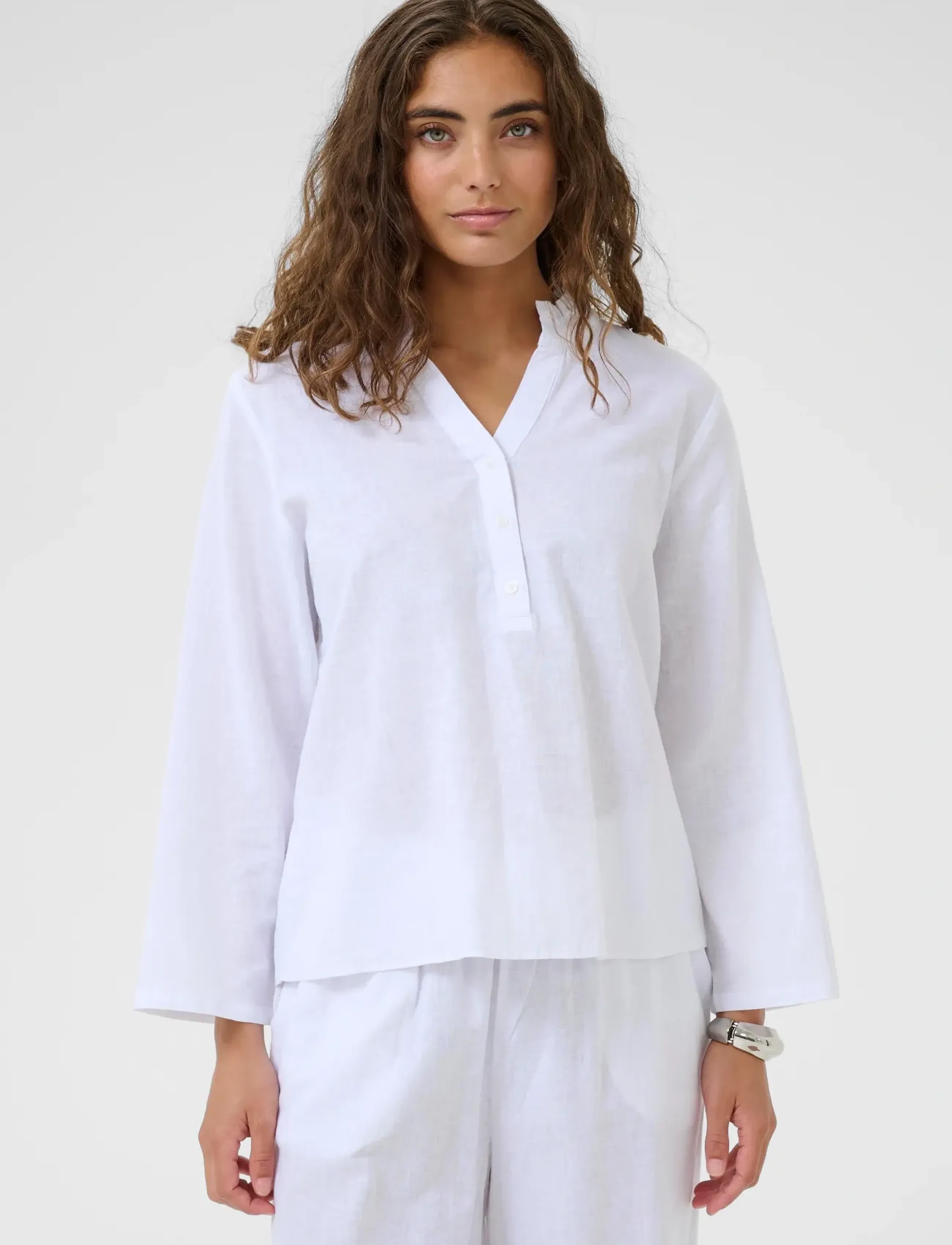 Culture Cuarletty Blouse, Kvinder, Popover Bluse, Hvid, Str: M
