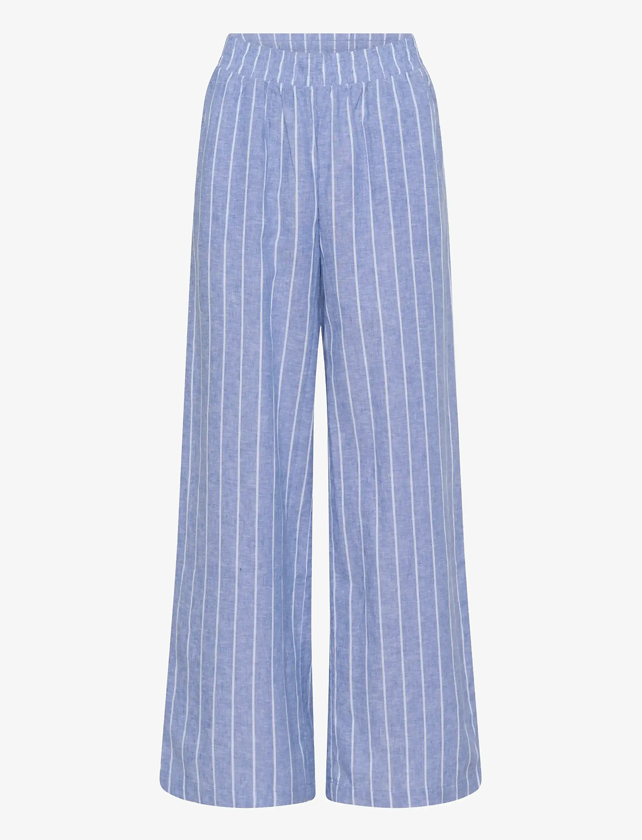 Culture - CUarletty Pants - leinenhosen - powder blue/gardenia stripe - 1