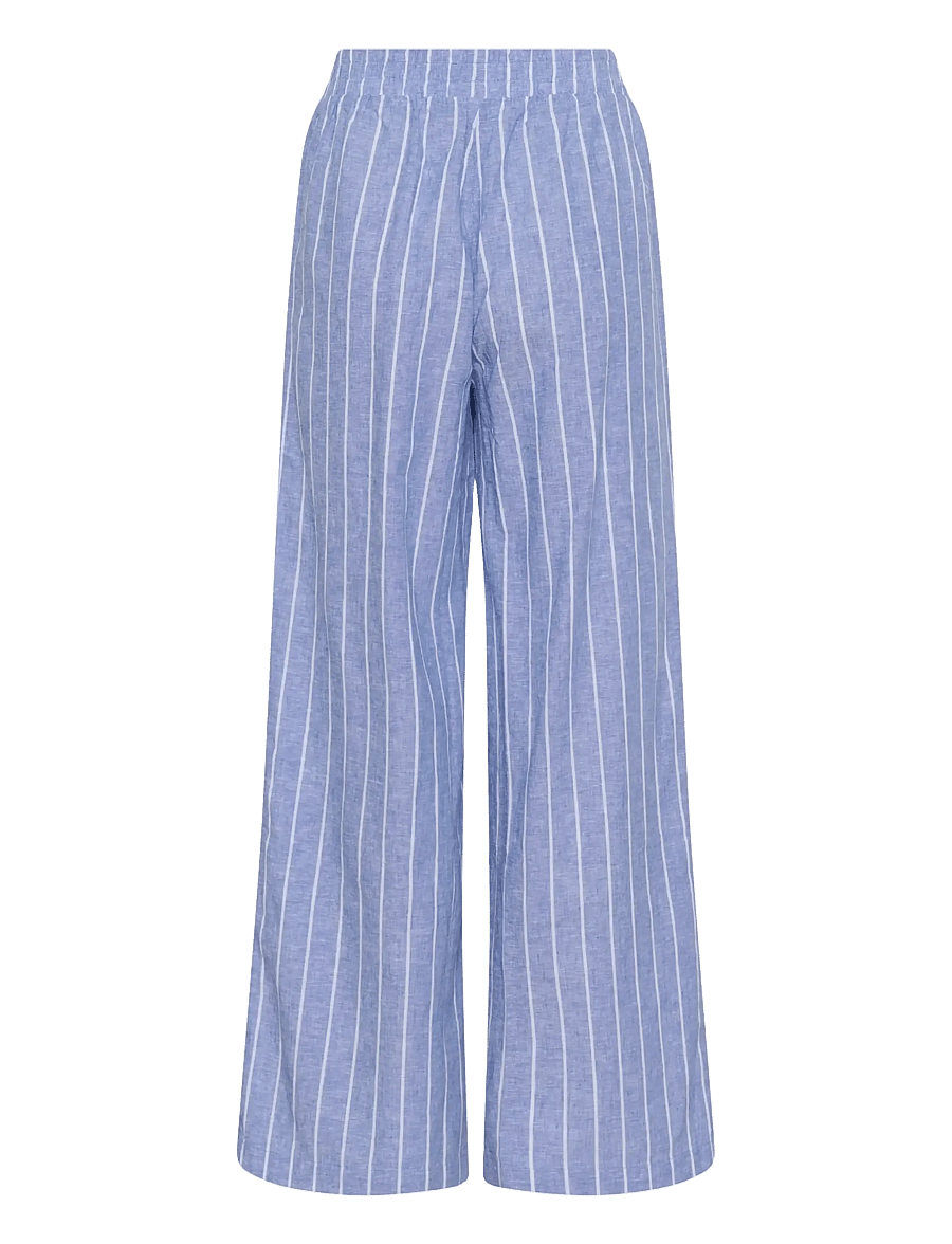 Culture - CUarletty Pants - hørbukser - powder blue/gardenia stripe - 2