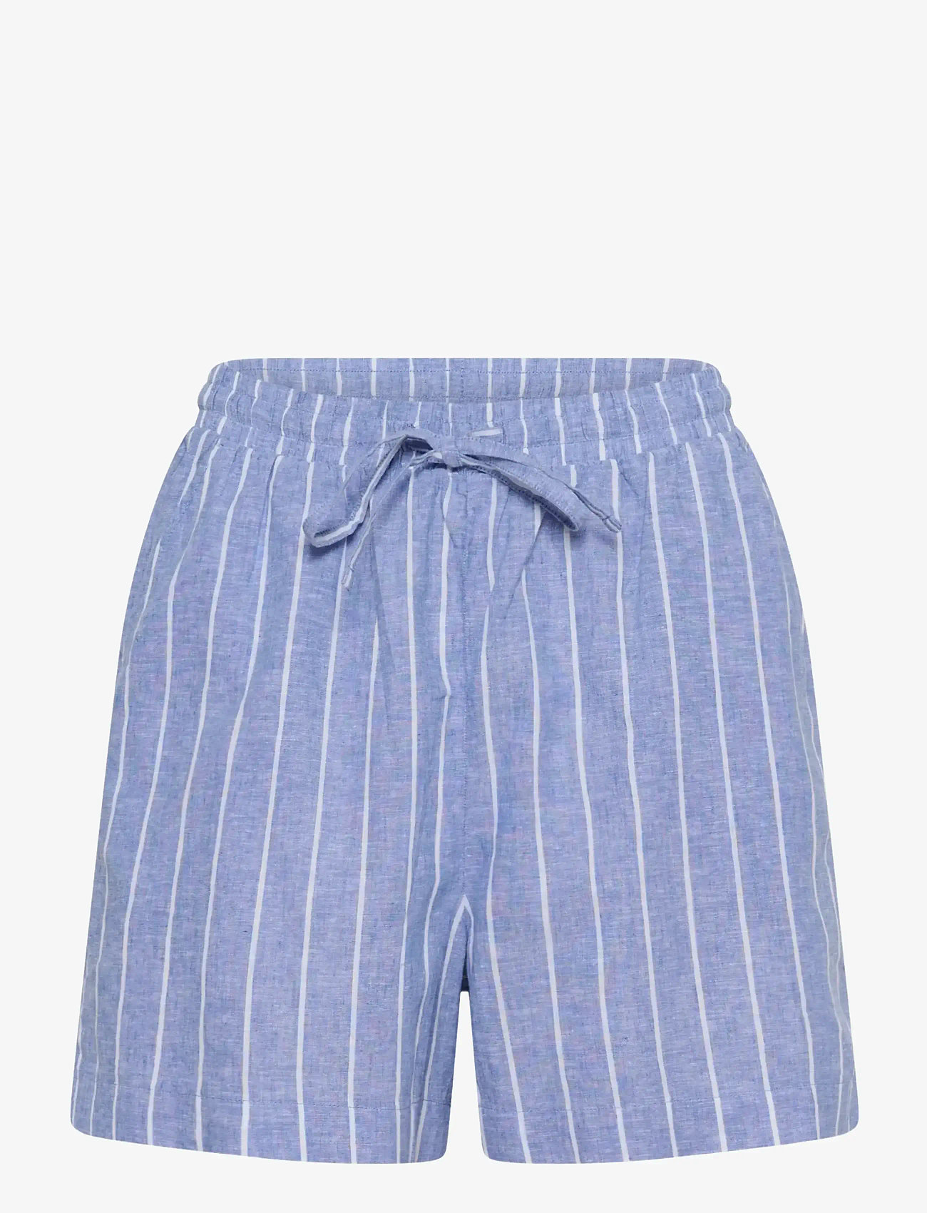 Culture - CUarletty Shorts - linen shorts - powder blue/gardenia stripe - 1
