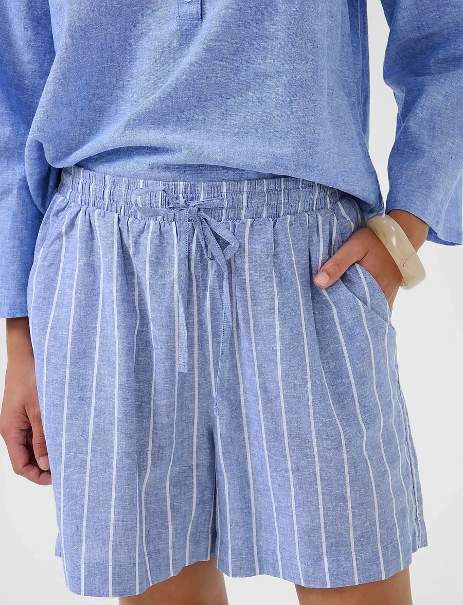 Culture - CUarletty Shorts - hørshorts - powder blue/gardenia stripe - 5