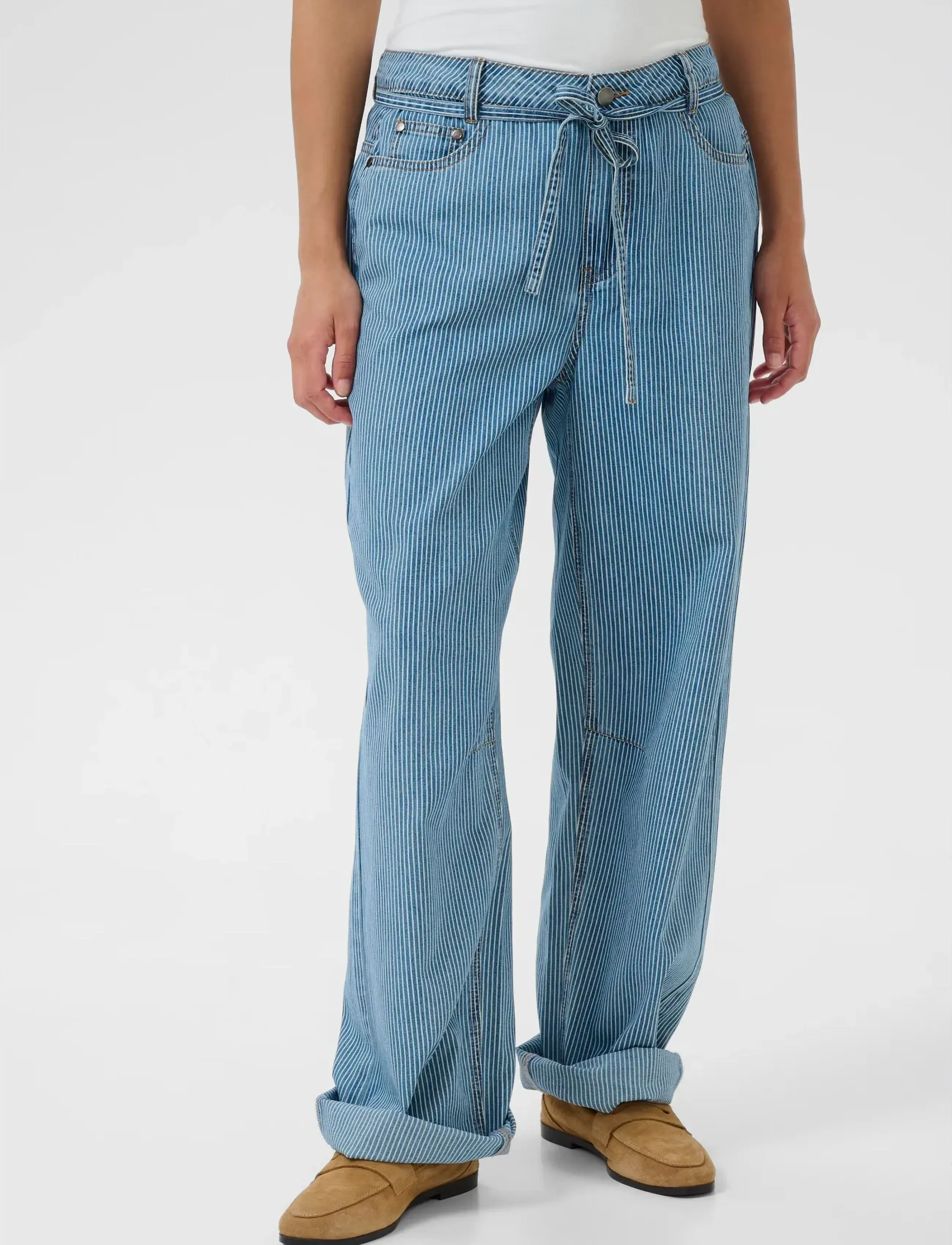 Culture CUayna Barrel Pants - Raka jeans - BLUE/WHITE STRIPE / blue