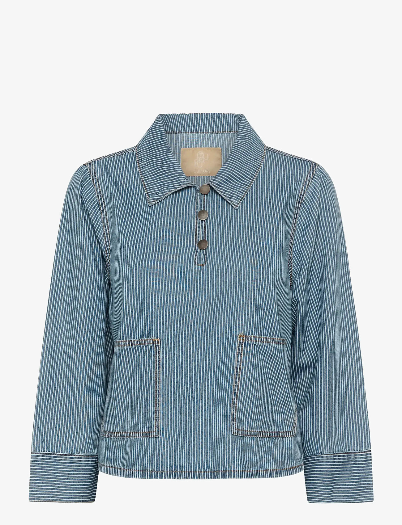 Culture - CUayna Shirtjacket - jeanshemden - blue/white stripe - 1