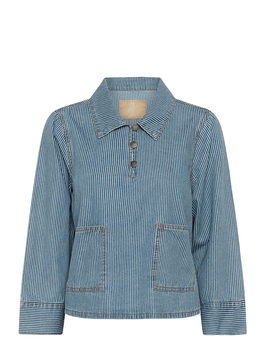 Culture - CUayna Shirtjacket - denim shirts - blue/white stripe - 1