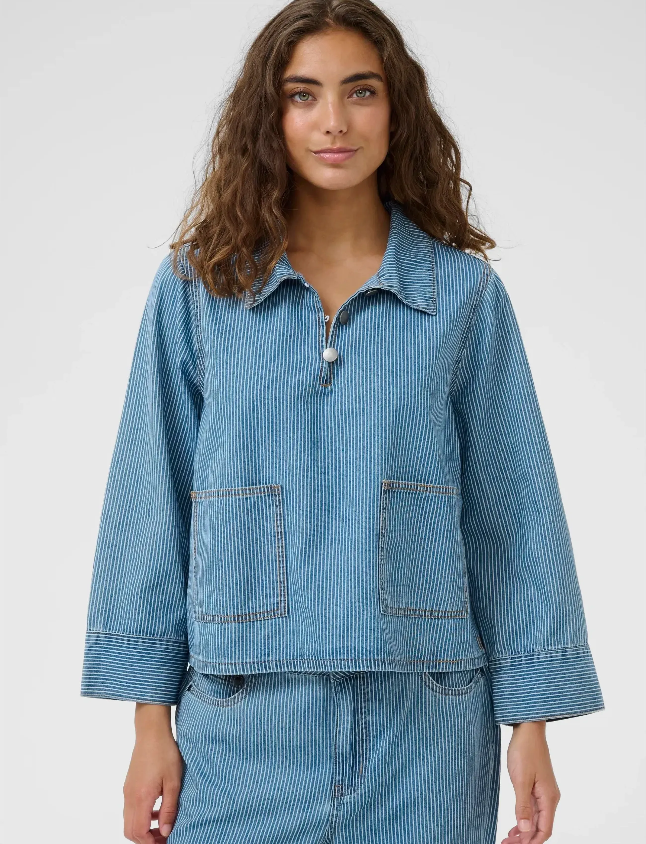 Culture CUayna Shirtjacket - Jeanshemden - BLUE/WHITE STRIPE / blue