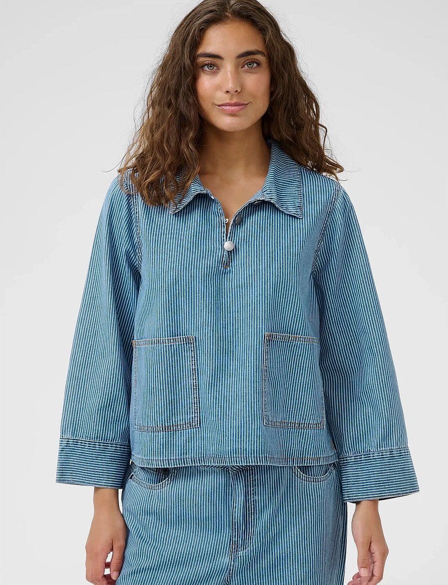 Culture - CUayna Shirtjacket - denim shirts - blue/white stripe - 0