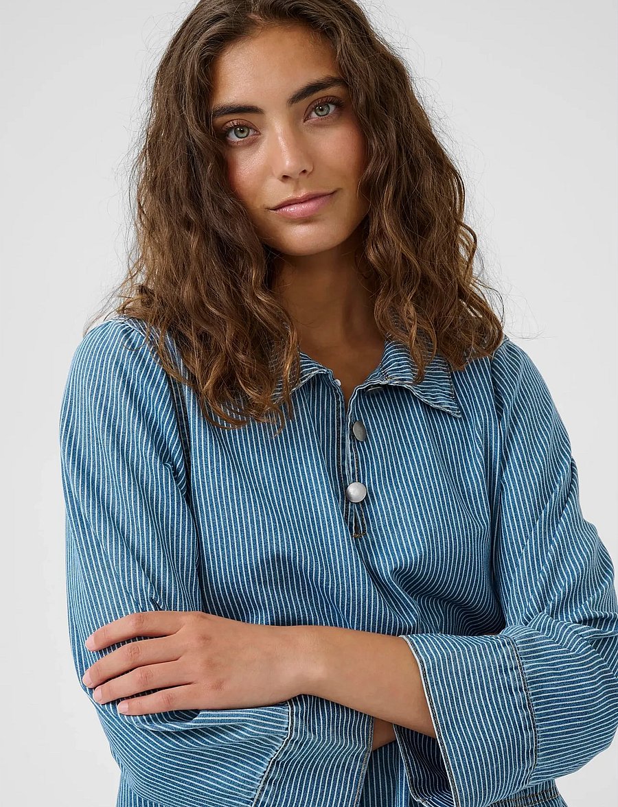 Culture - CUayna Shirtjacket - denim shirts - blue/white stripe - 5