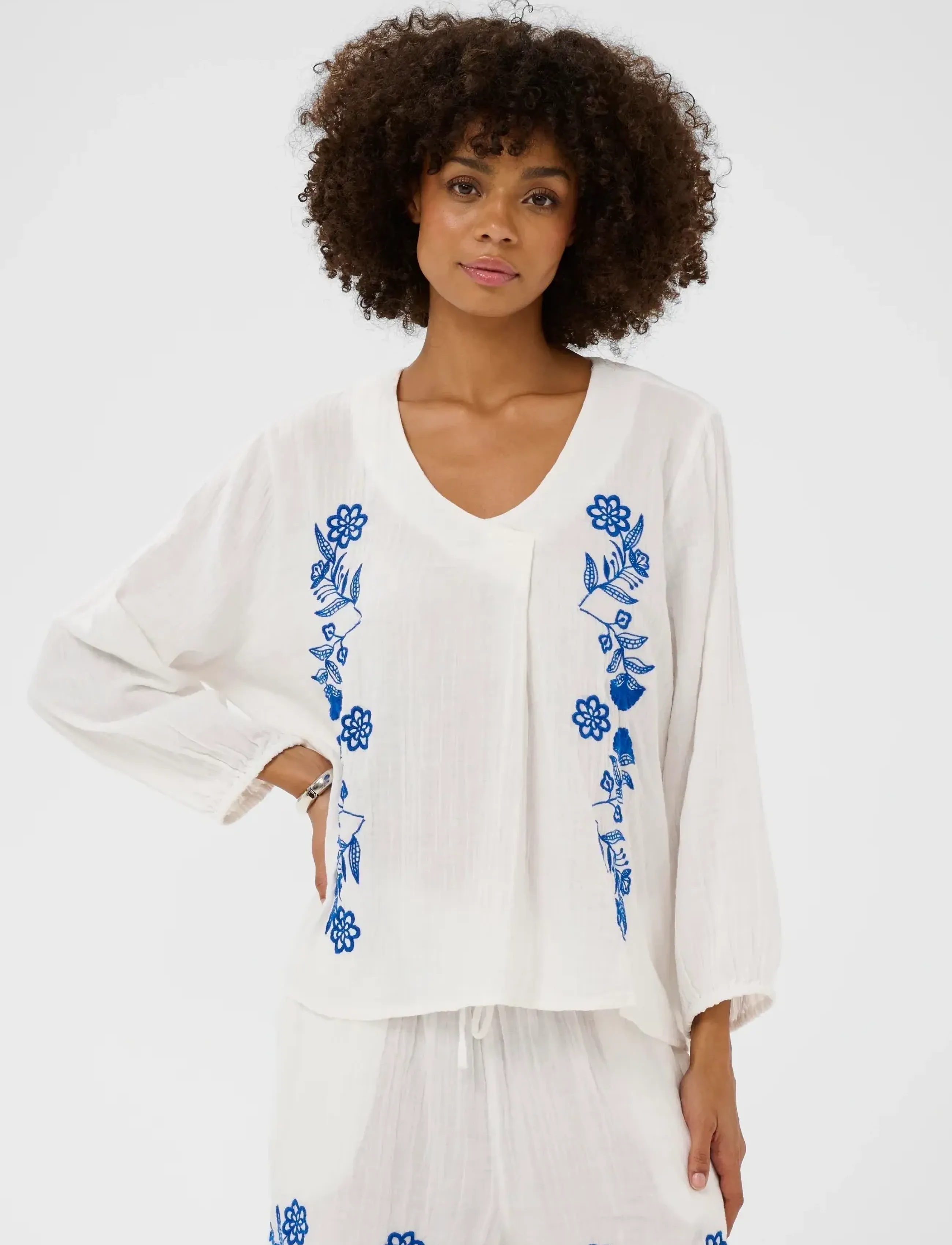 Culture Cutala Elina Blouse, S, White, Bluser > Langærmede, Dame