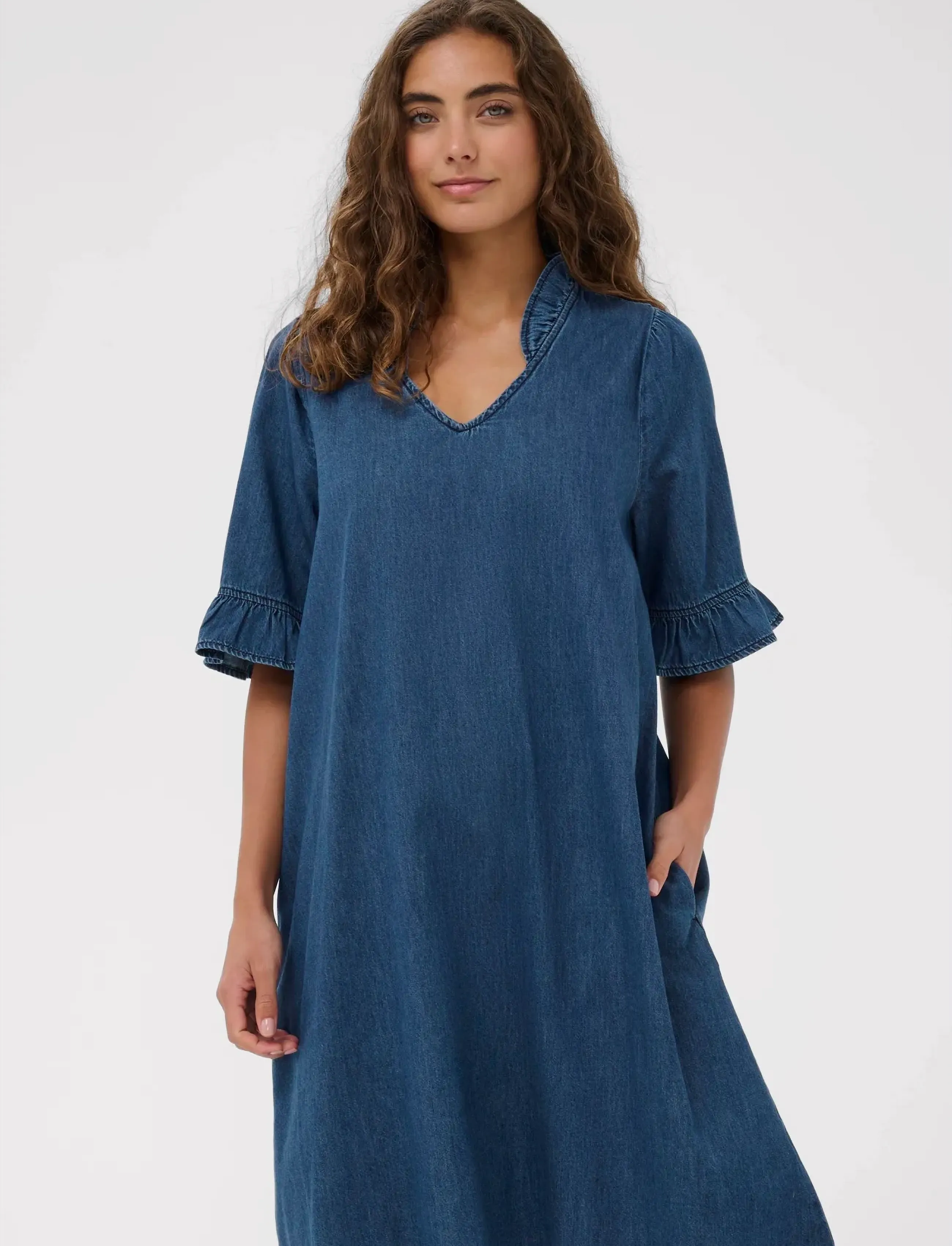Culture Culava Arpa Dress, Kvinder, Denim Kjole, Blå, Str: M