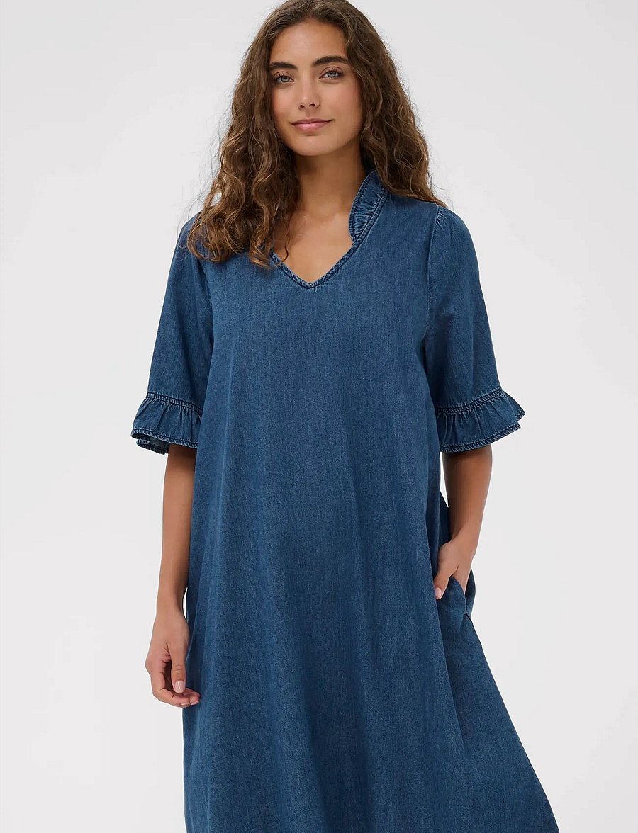 Culture - CUlava Arpa Dress - sommerkleider - dark blue wash - 0