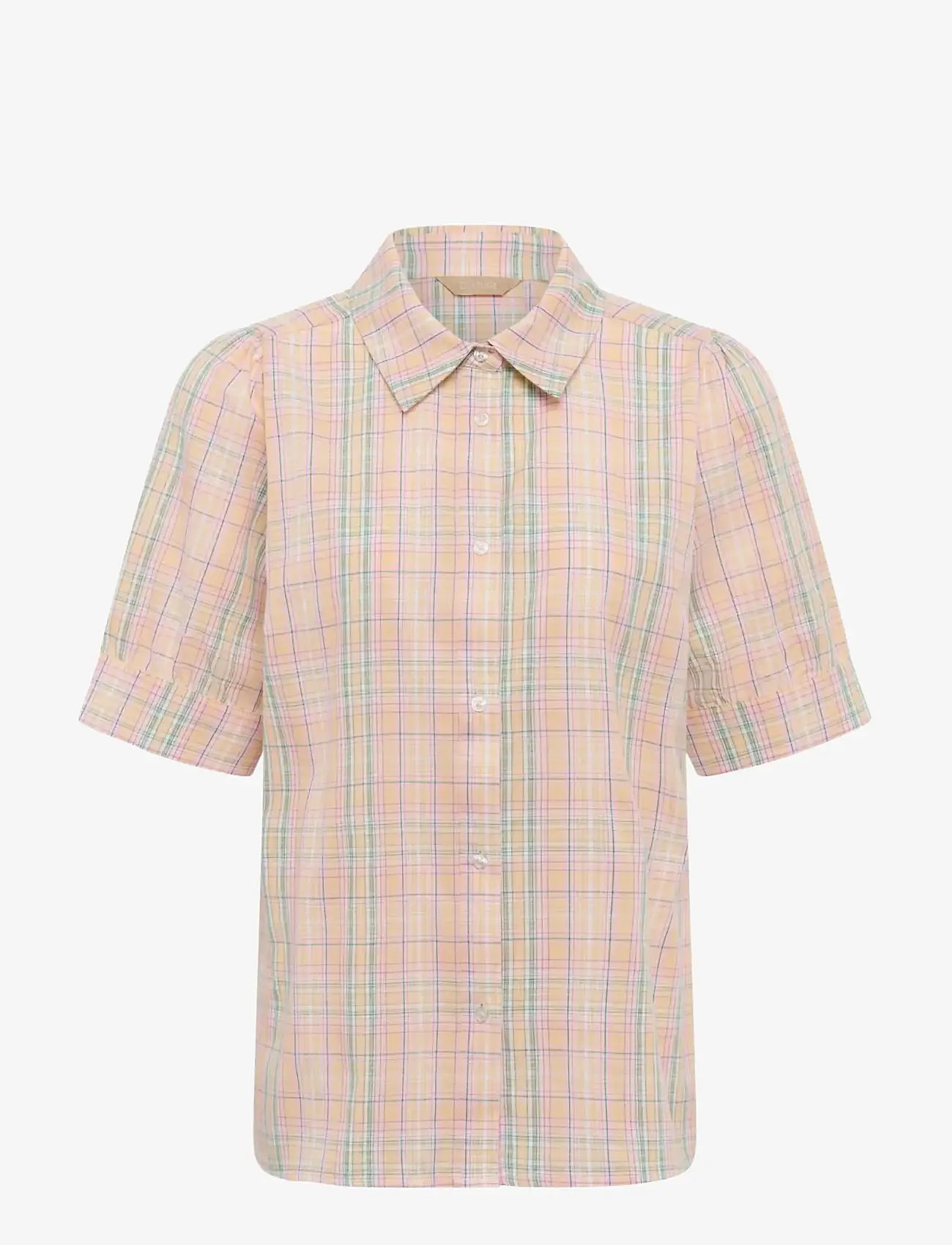 Culture - CUjada Shirt - kortærmede skjorter - yellow check - 0