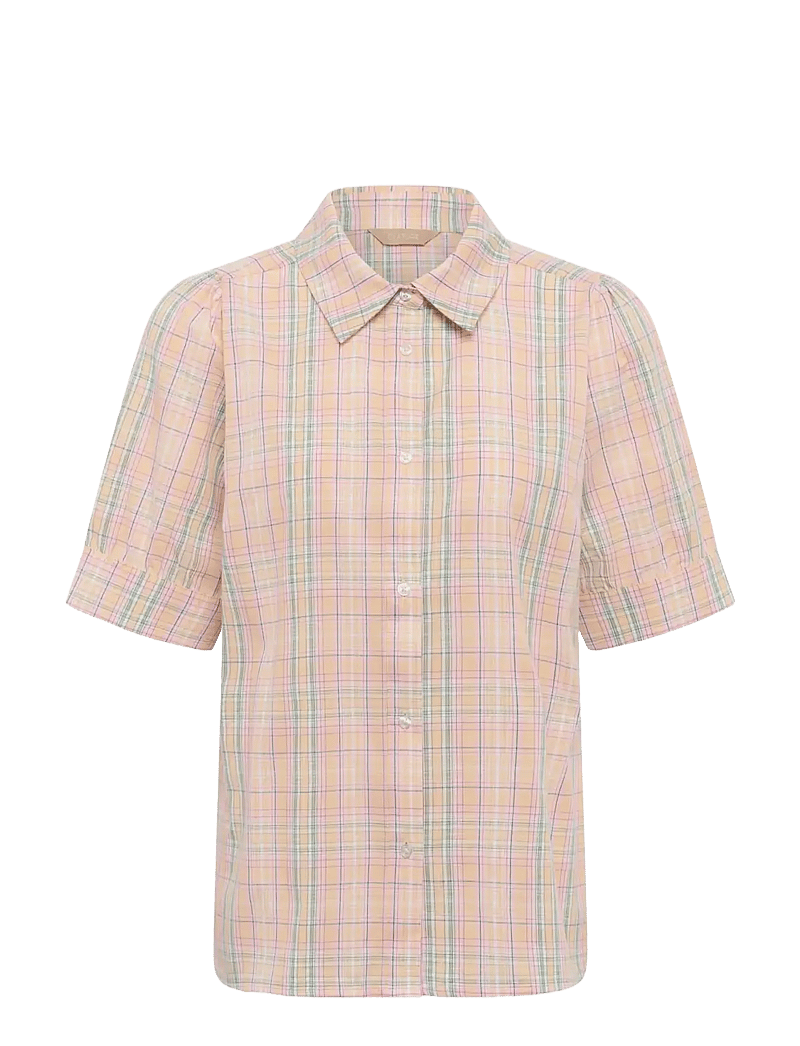 Culture - CUjada Shirt - kortærmede skjorter - yellow check - 0