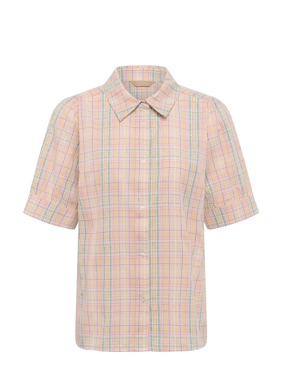 Culture - CUjada Shirt - kurzärmlige hemden - yellow check - 0