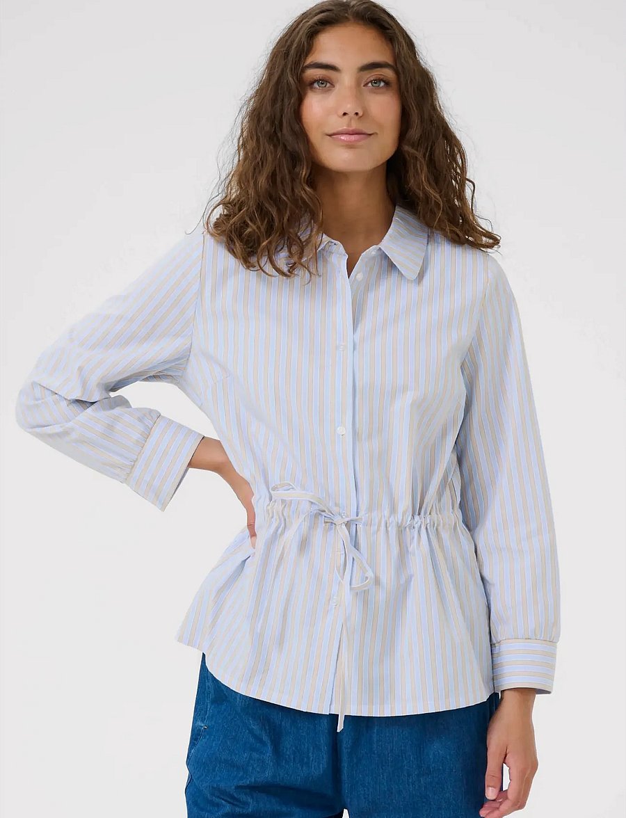 Culture - CUelia Shirt - langärmlige hemden - blue/yellow/white stripe - 0