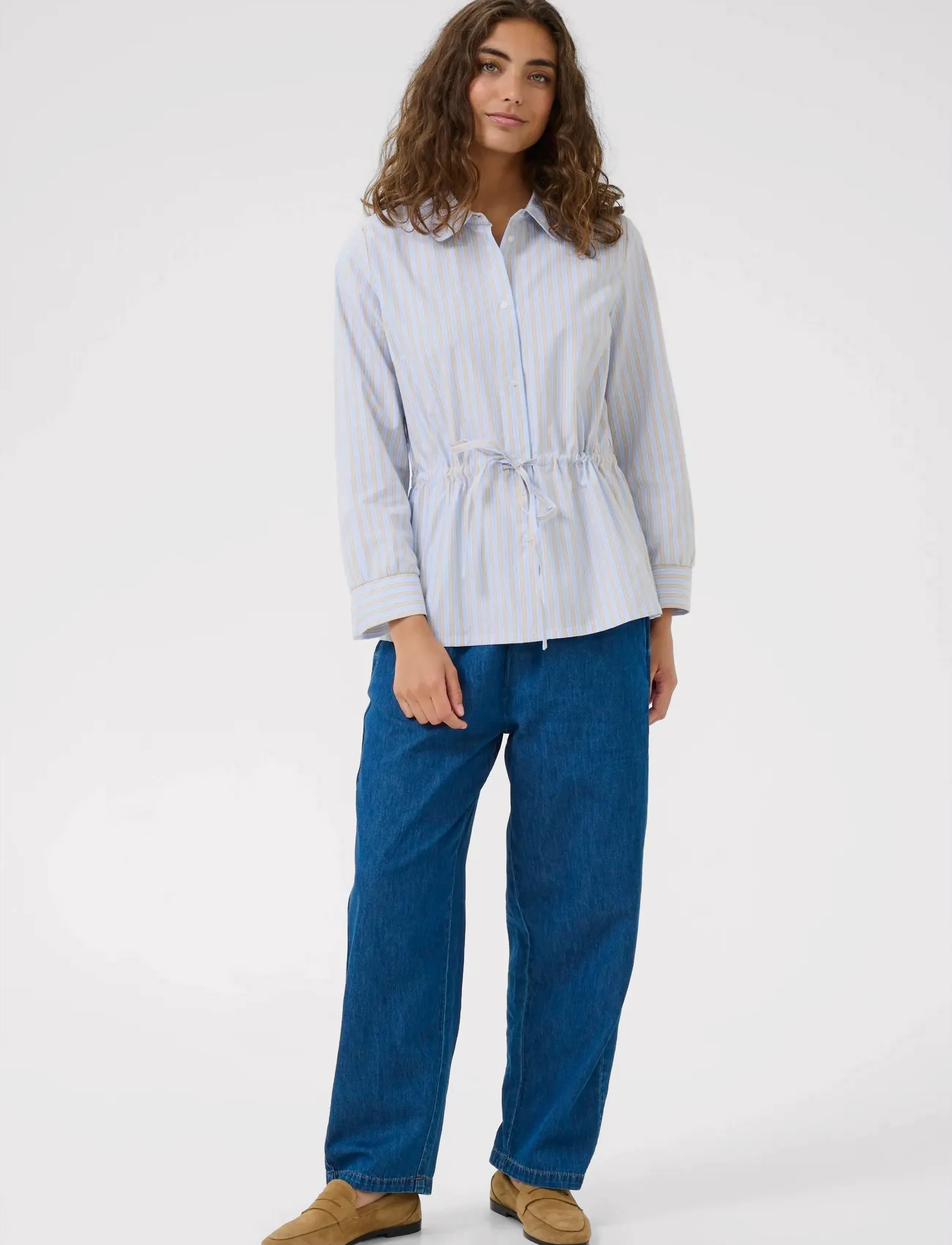 Culture - CUelia Shirt - pikkade varrukatega särgid - blue/yellow/white stripe - 3