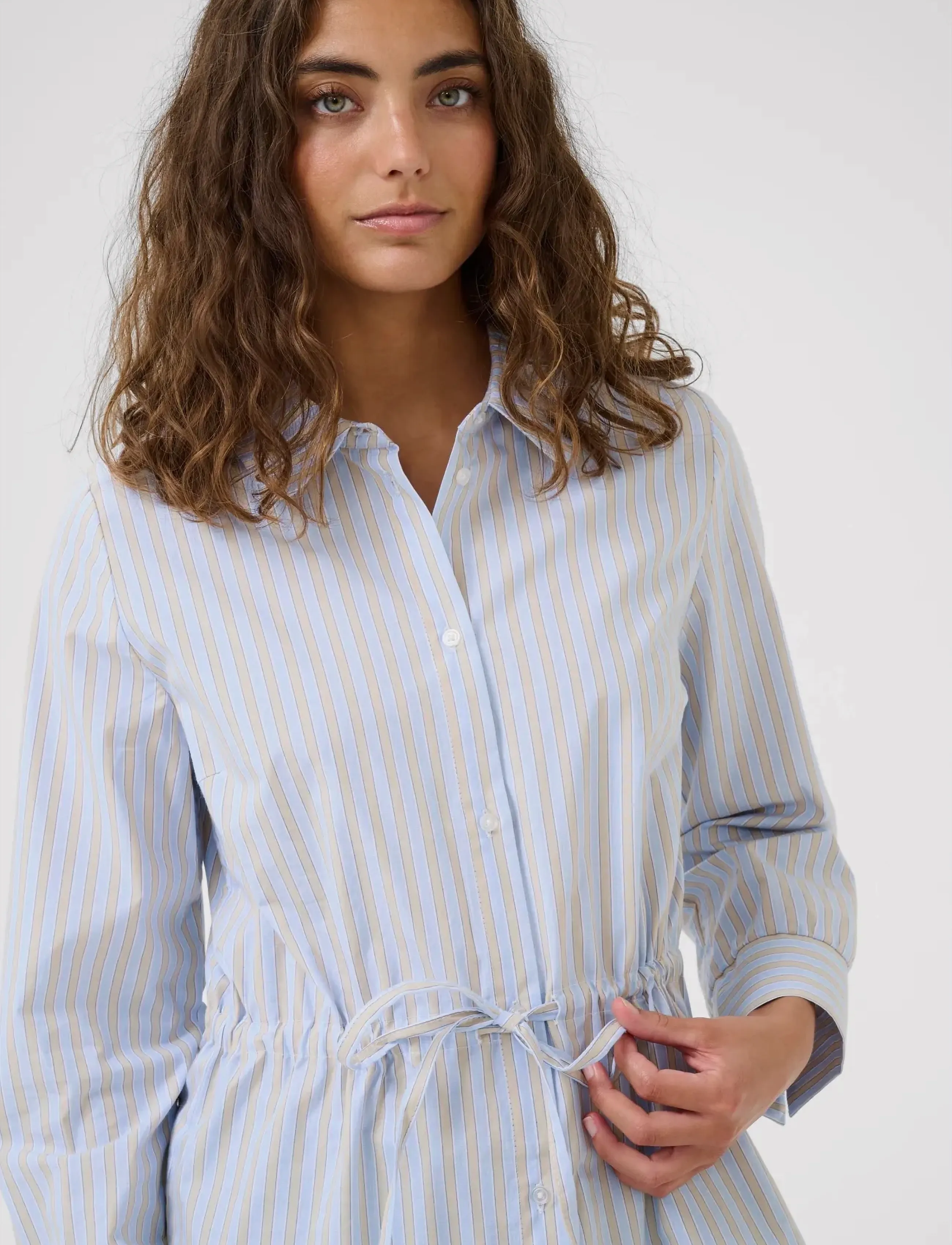 Culture - CUelia Shirt - pikkade varrukatega särgid - blue/yellow/white stripe - 5
