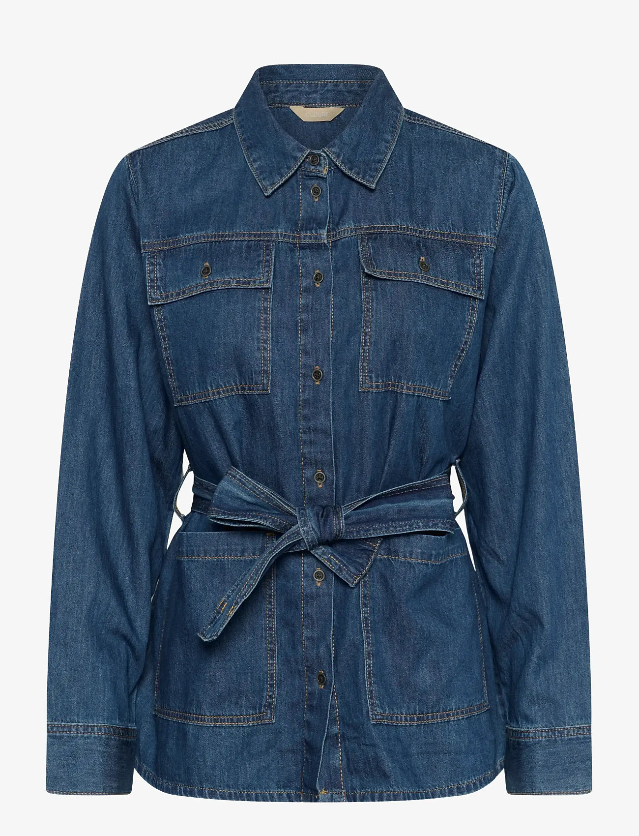 Culture - CUlava Arpa Shirt - denim shirts - dark blue wash - 1
