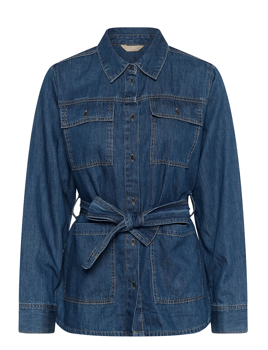 Culture - CUlava Arpa Shirt - denimskjorter - dark blue wash - 1