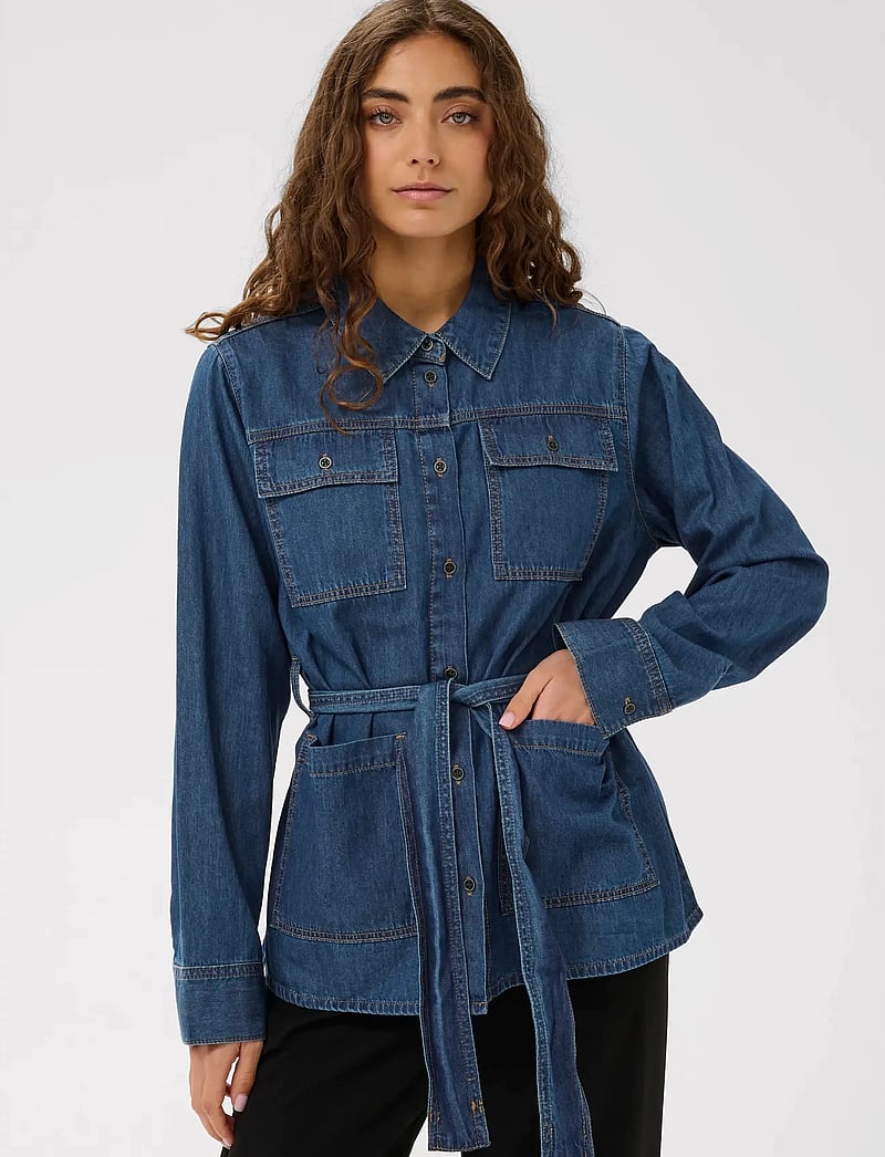 Culture - CUlava Arpa Shirt - denimskjorter - dark blue wash - 0