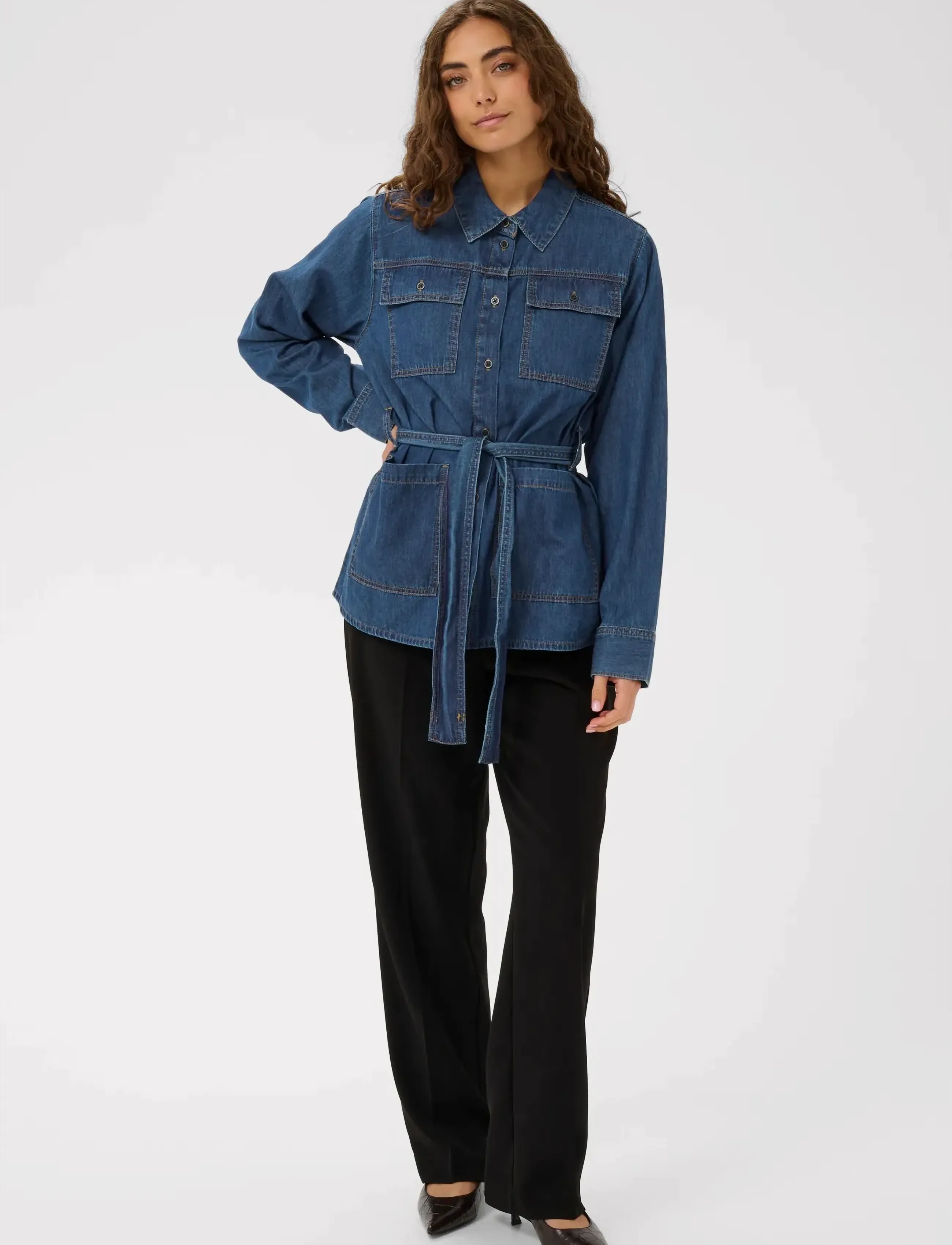 Culture - CUlava Arpa Shirt - denimskjorter - dark blue wash - 3