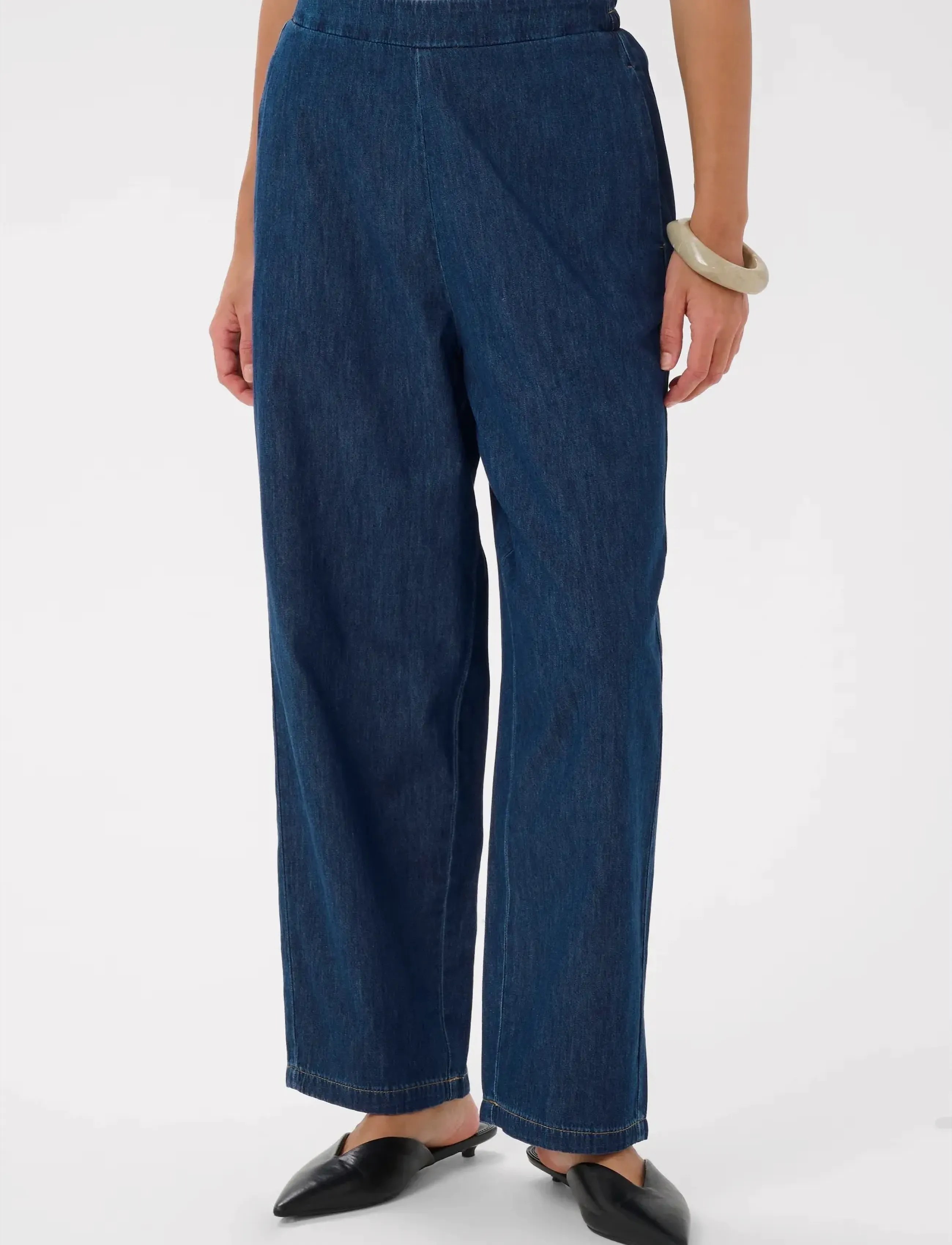 Culture CUlava Arpa Pants - Kläder - DARK BLUE WASH / navy