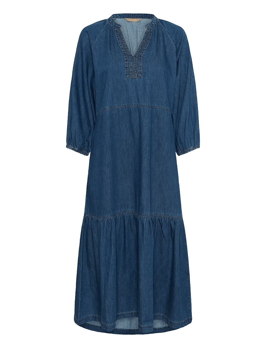 Culture - CUlava Arpa Long Dress - denim dresses - dark blue wash - 1