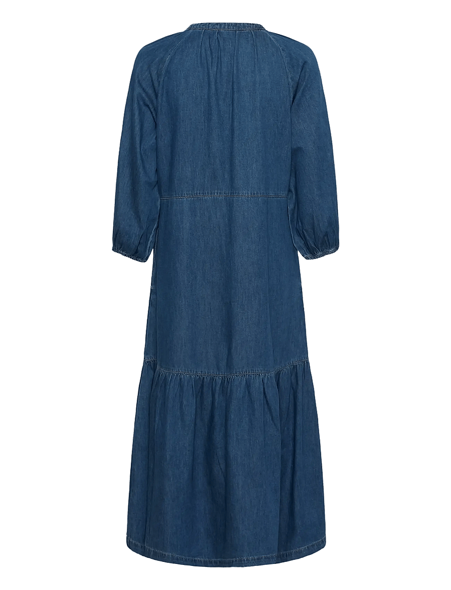 Culture - CUlava Arpa Long Dress - denim dresses - dark blue wash - 2