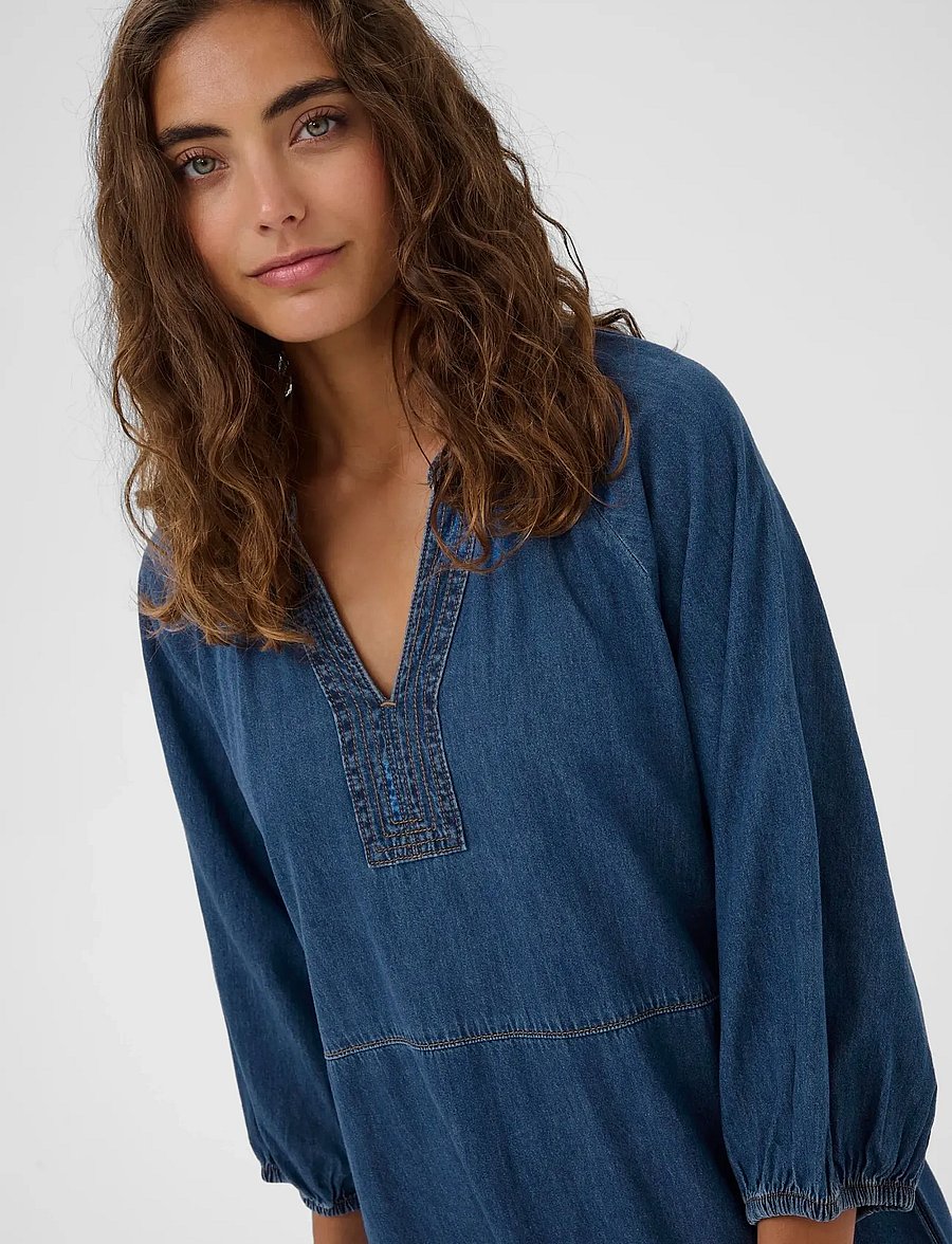 Culture - CUlava Arpa Long Dress - denim dresses - dark blue wash - 5