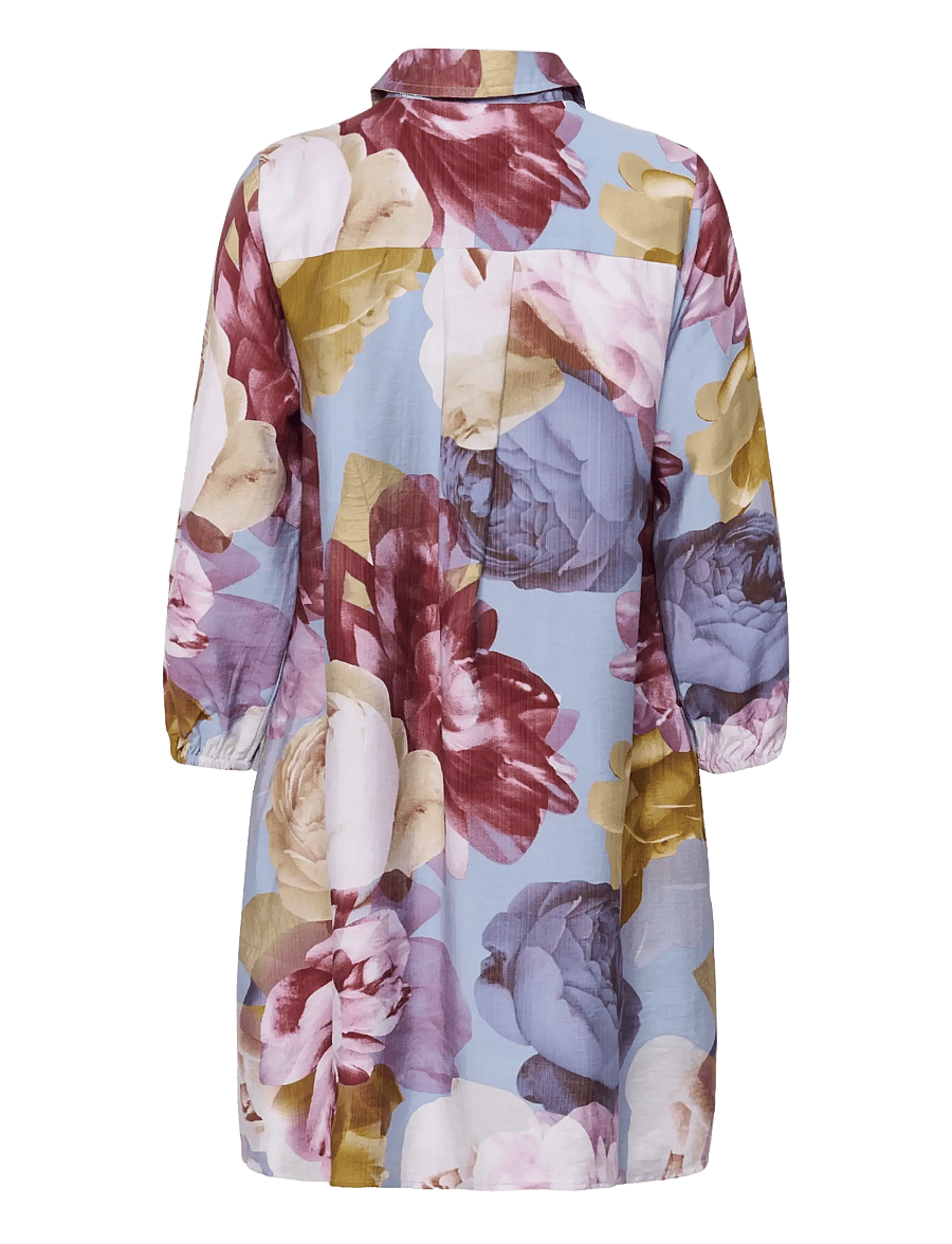 Culture - CUmagna Greece Short Dress - skjortekjoler - blue//pink/yellow flower - 2