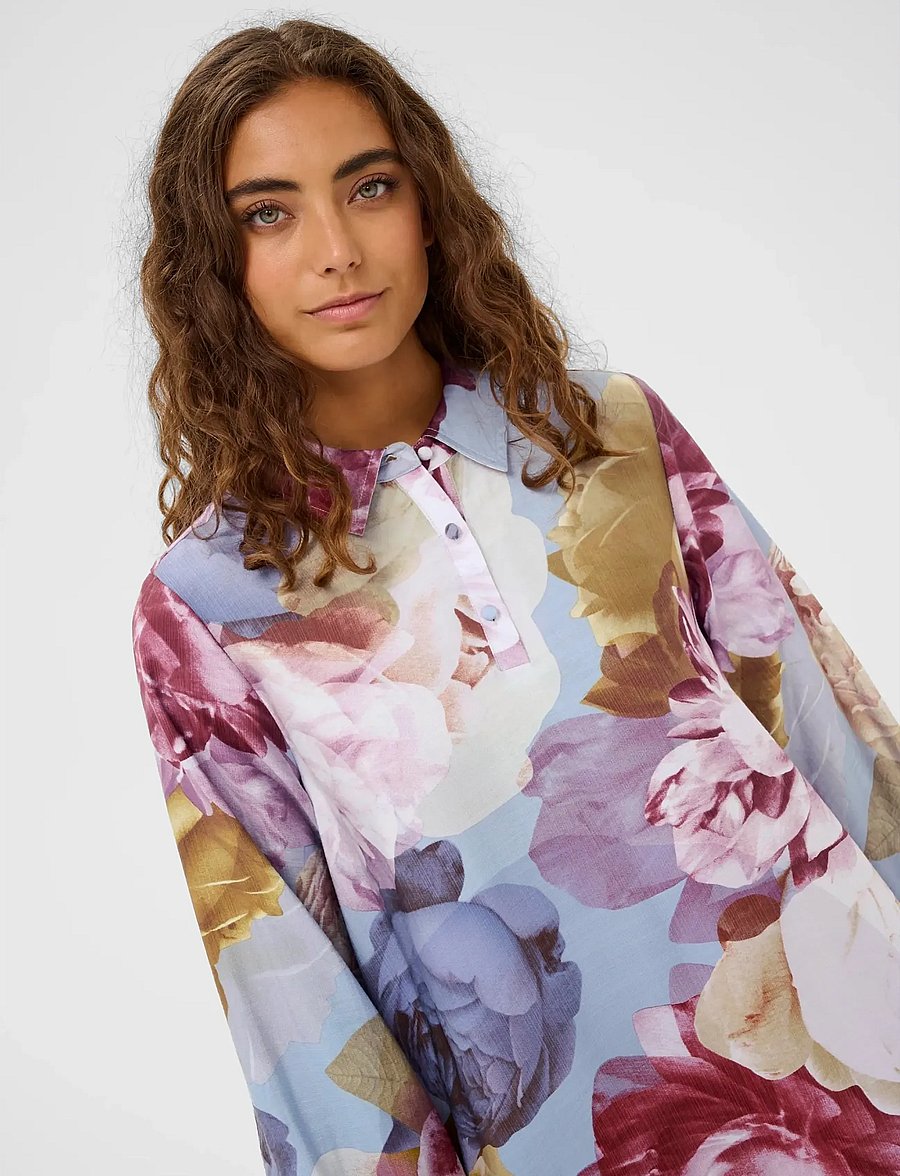 Culture - CUmagna Greece Short Dress - skjortekjoler - blue//pink/yellow flower - 5
