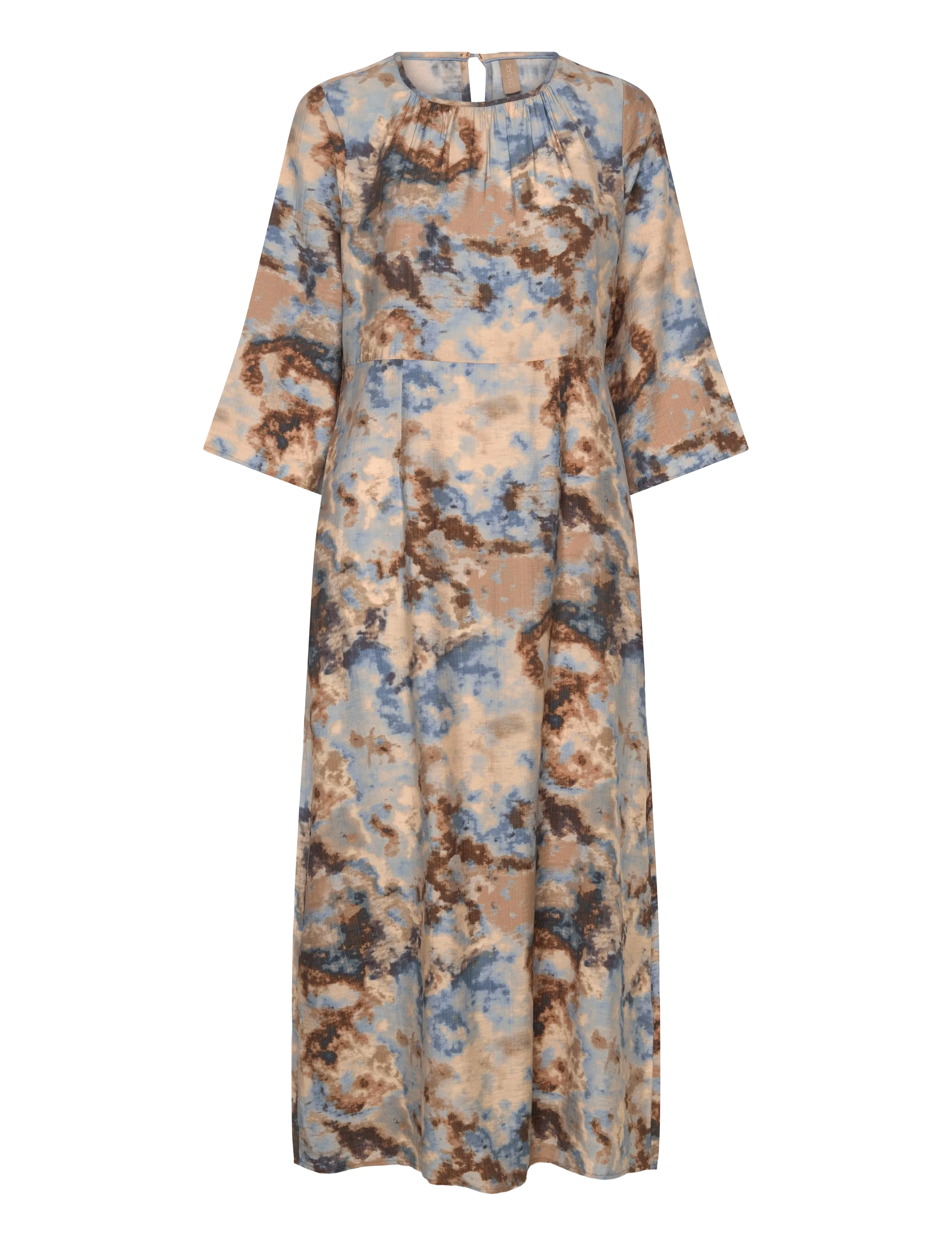 Culture CUhizzy Greece Long Dress - Kleidung - BROWN/BLUE SPLASH / beige